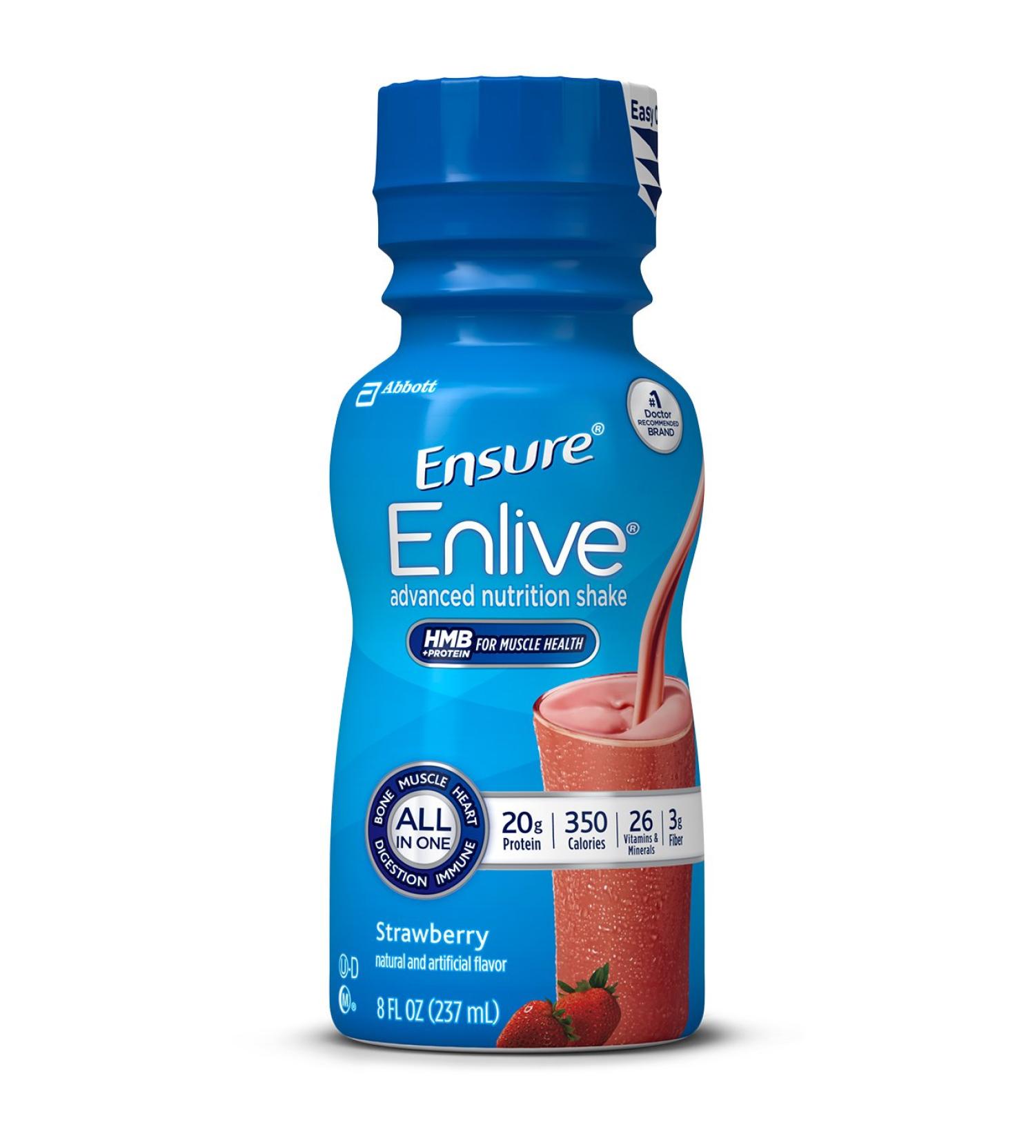 Ensure Enlive Strawberry Meal Replacement Shake 16 ct - 20g Protein - 8 fl oz - Buy Online on GoSupps.com