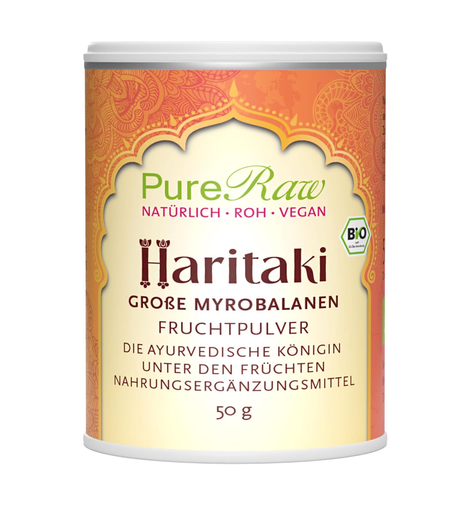 Organic Haritaki Powder (Terminalia Chebula) - Raw Vegan Ayurvedic Spice | 50g - Pureeraw - Buy Online on GoSupps.com