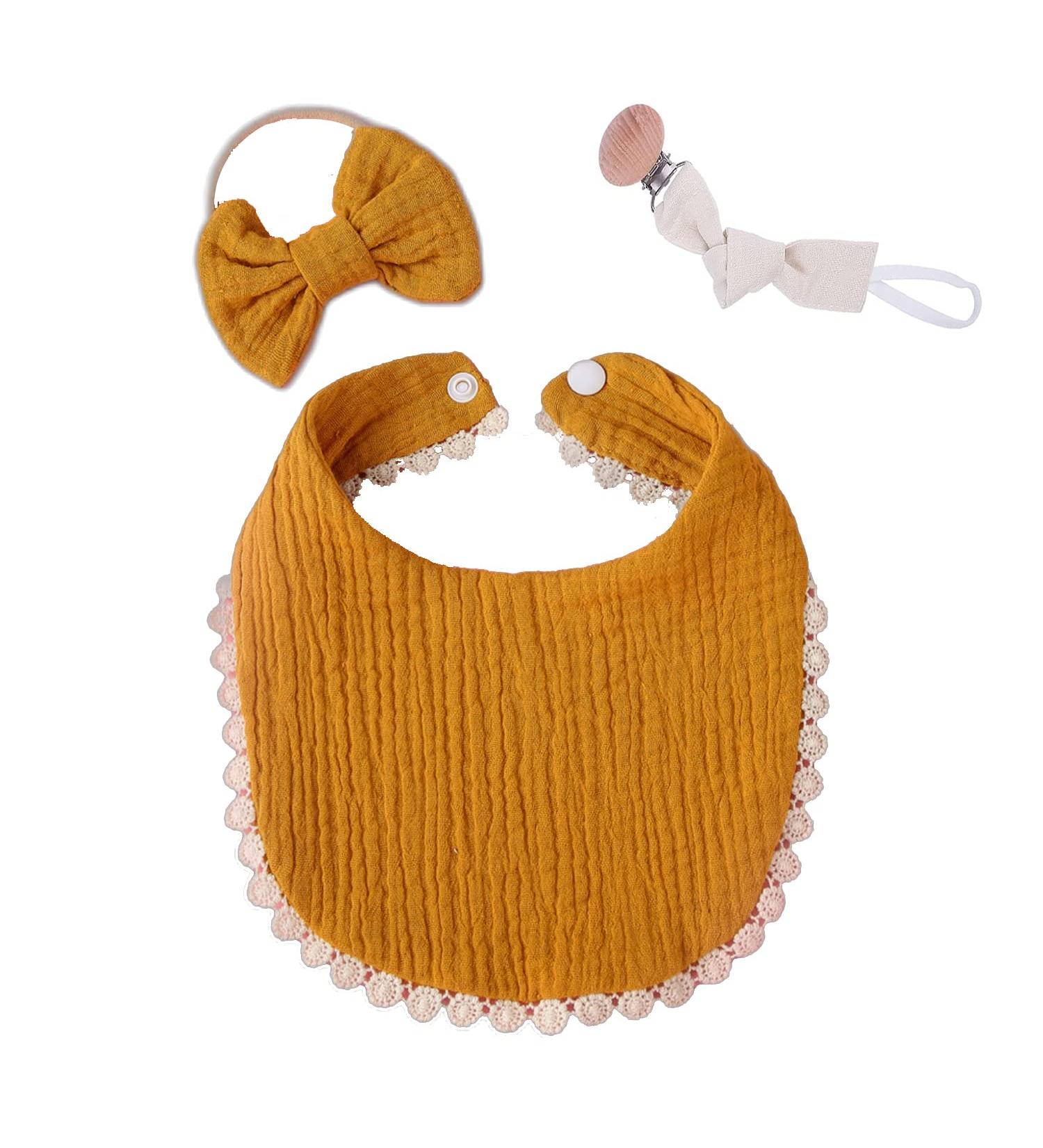 ARTLATU 3-Piece Baby Gift Set: Bib Pacifier Chain & Hairband - Perfect Gifts for Newborn Girls - Buy Online on GoSupps.com