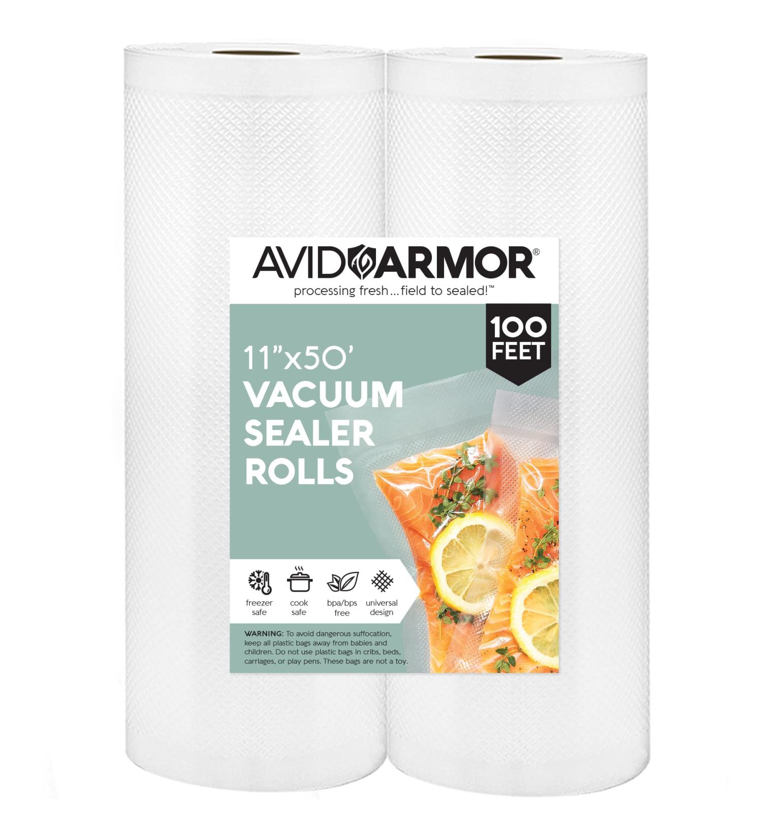 Avid Armor 11x50 Vacuum Sealer Bags 2 Pack - BPA Free, Sous Vide Safe, Heavy Duty - for Food Saver, Seal a Meal, Cut to Size Rolls - Buy Online on GoSupps.com