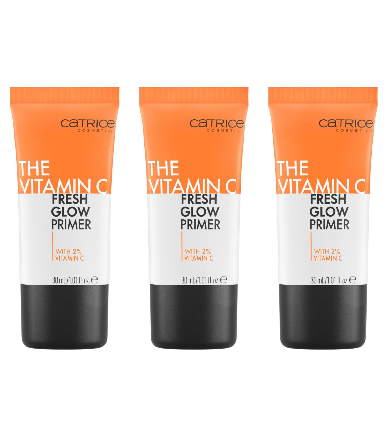 Catrice Vitamin C Fresh Glow Primer (3-Pack) - Radiant Vegan Paraben-Free Microplastic-Free for Dry Skin | 30ml Each - Buy Online on GoSupps.com