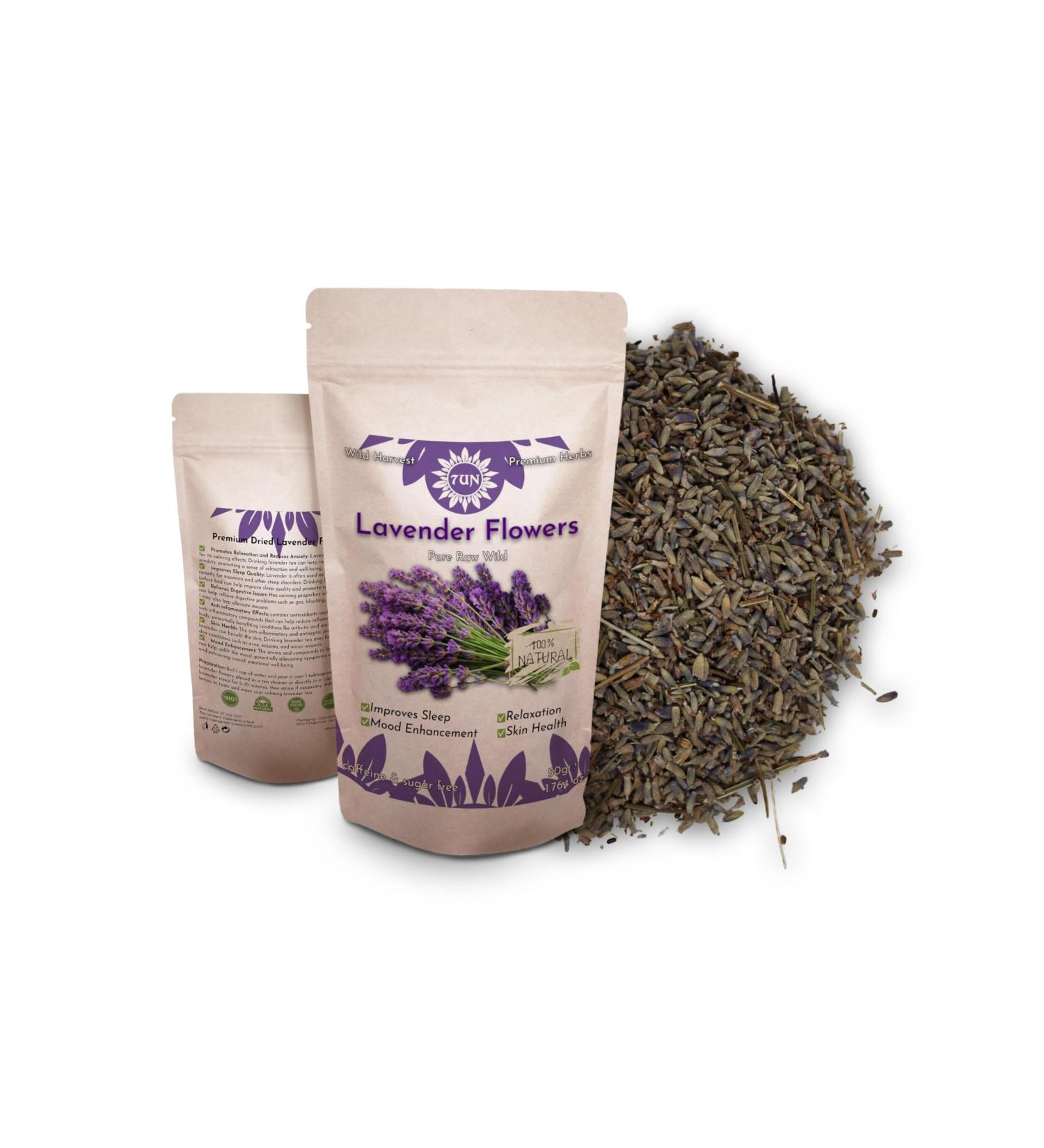 Premium Lavender 50g - 100% Pure Raw Wild Non-GMO Vegan - Promotes Relaxation Stress Relief & Sleep Quality - Ideal for Herbal Tea Bathing - Buy Online on GoSupps.com