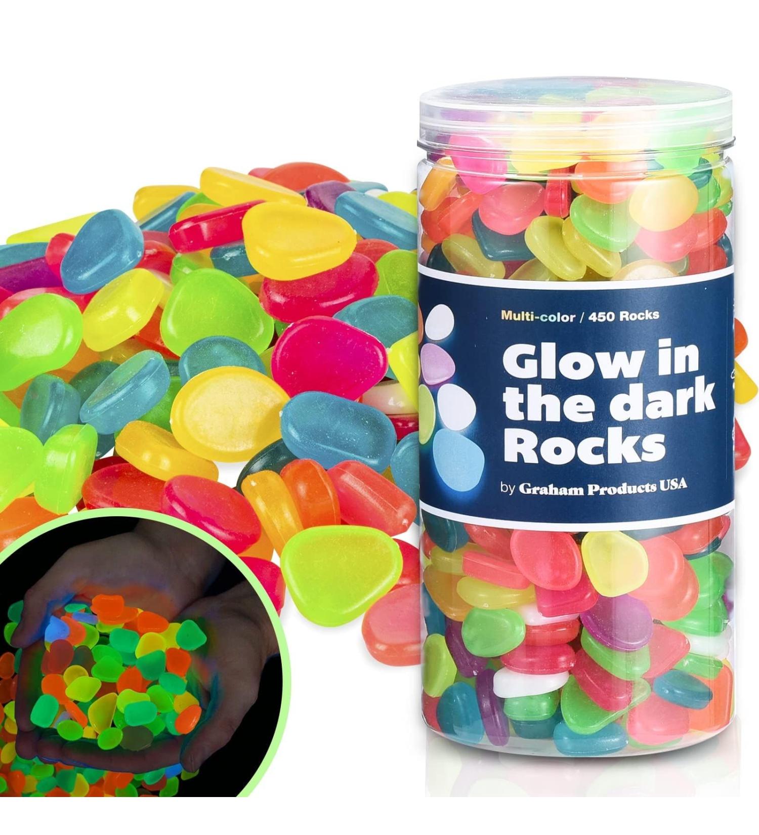 Graham Products 450 PCs Multi-Colored Glow in the Dark Rocks - Indoor & Outdoor Decorative Pebbles for Garden Fish Tanks Walkways & Planters - Buy Online on GoSupps.com