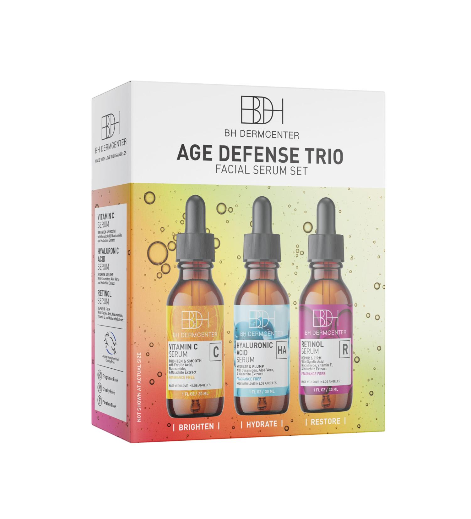 Age Defense Trio Anti-Aging Serum Set | Vitamin C Retinol & Hyaluronic Acid | 30ml Each | Paraben Free & Cruelty Free - Buy Online on GoSupps.com