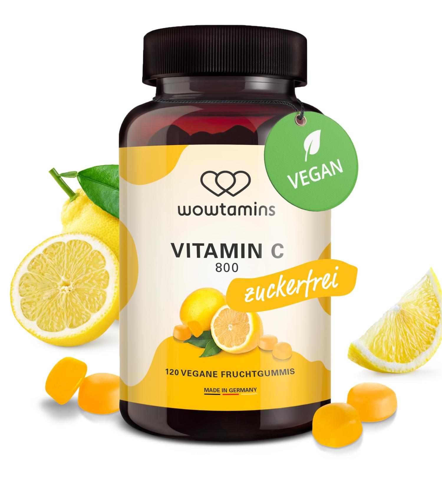 Wowamins Vitamin C 800mg Sugar-Free Gummies - Vegan & Delicious for Kids & Adults - German Quality (120 Pieces) - Buy Online on GoSupps.com