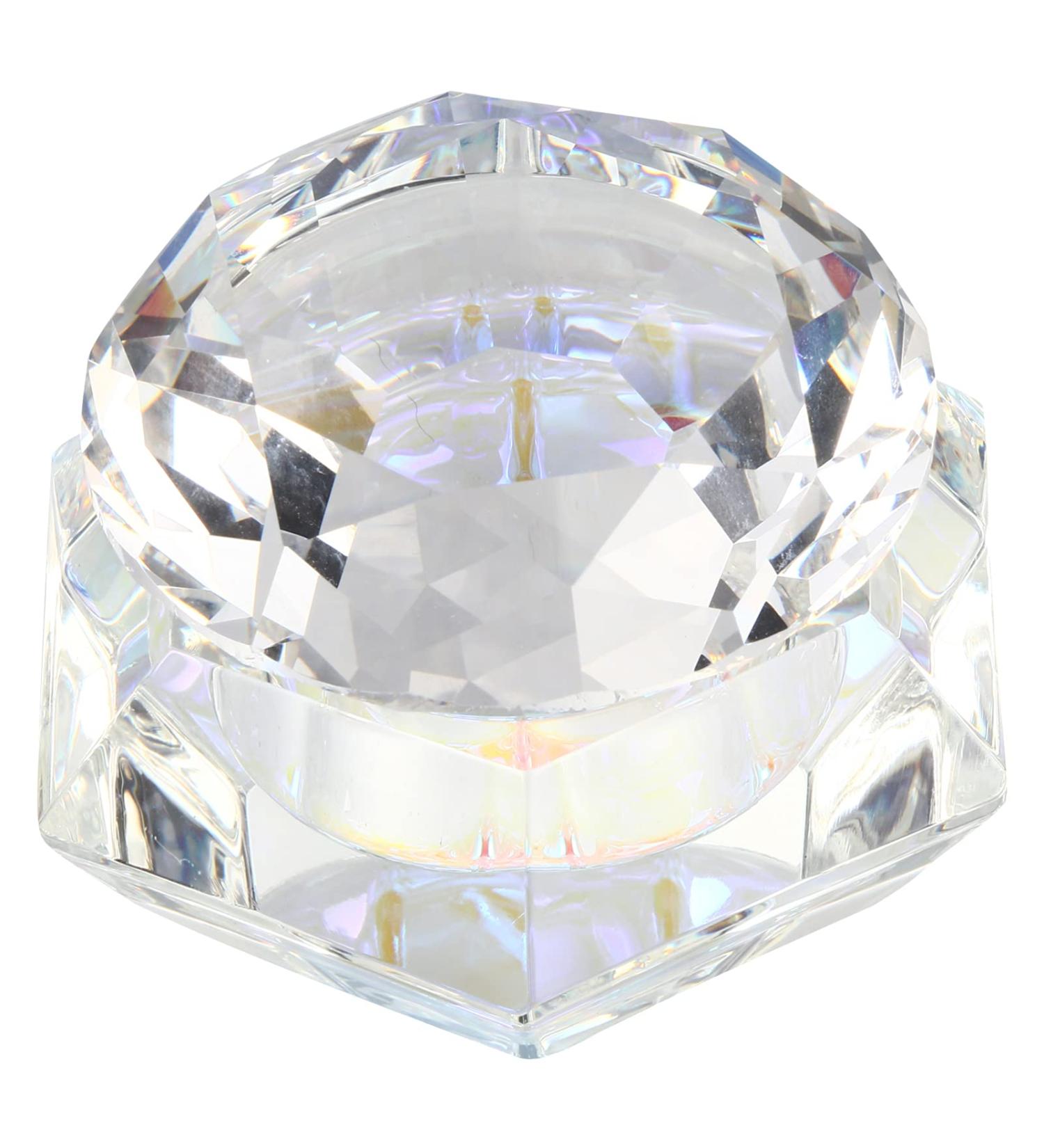 Minkissy Nail Art Crystal Cup Stained Glass Nail Polish Glass Cup Transparent Nail Polish Nail Polish Glass Container Cream Nail Gel Polish Nail Polish Glass Jar Large Big Diamond As Shown - Buy Online on GoSupps.com