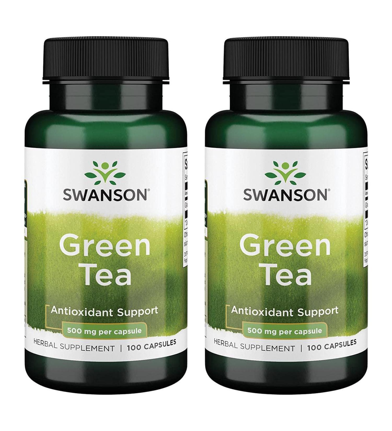 Swanson Green Tea Extract 500mg - Antioxidant-Rich Weight Management Supplement - 100 Capsules (2 Pack) - Buy Online on GoSupps.com