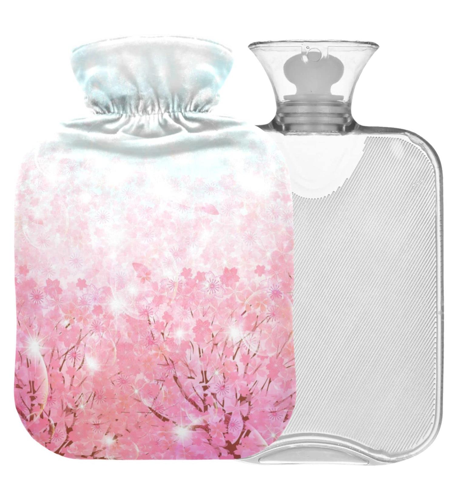 NAANLE Cherry Blossom Hot Water Bottle 2L - Transparent Cover for Menstrual Cramps Pain Relief & Heat Therapy - Buy Online on GoSupps.com