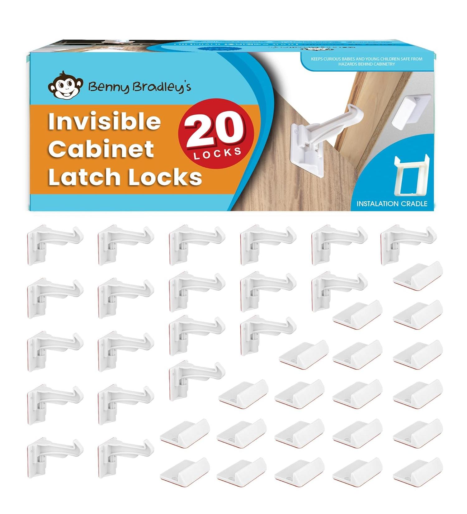 Benny Bradley's Invisible Baby Proofing Cabinet Latch Locks - 20 Pack - Buy Online on GoSupps.com