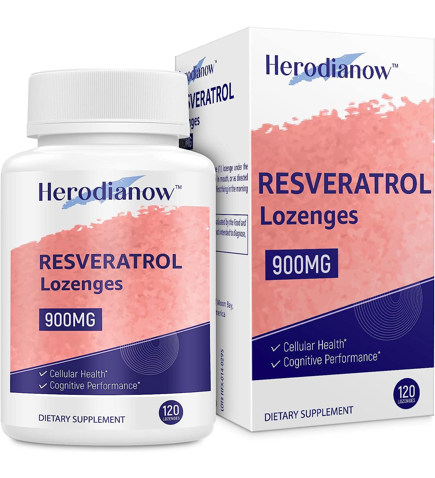 Herodianow 900mg Resveratrol Lozenges - 120 Count | Powerful Antioxidant Support - Buy Online on GoSupps.com