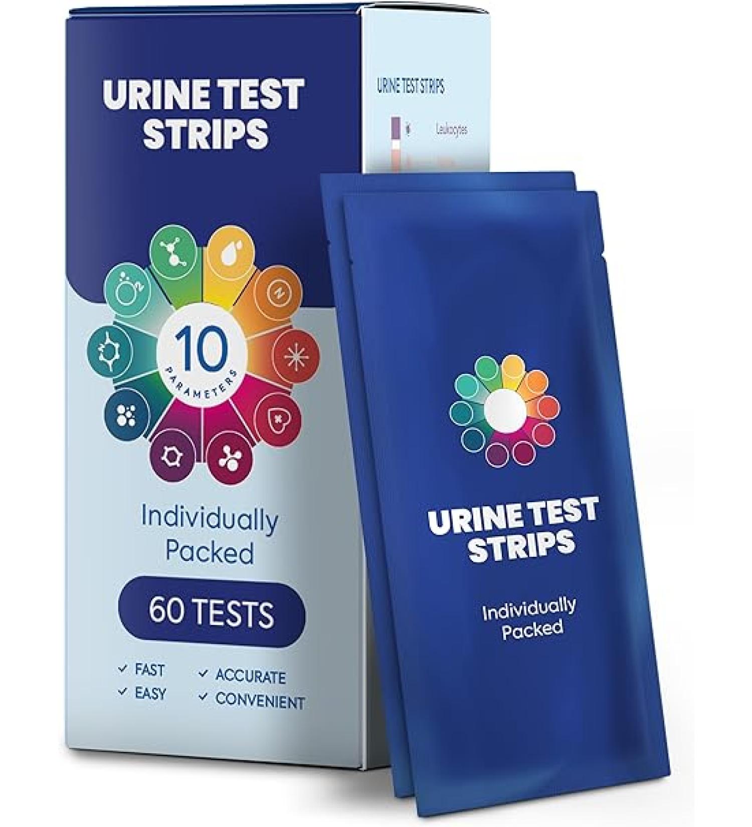 URINOX 10 Wellness Urine Test Strips for UTI Ketone and More (60 Pack)