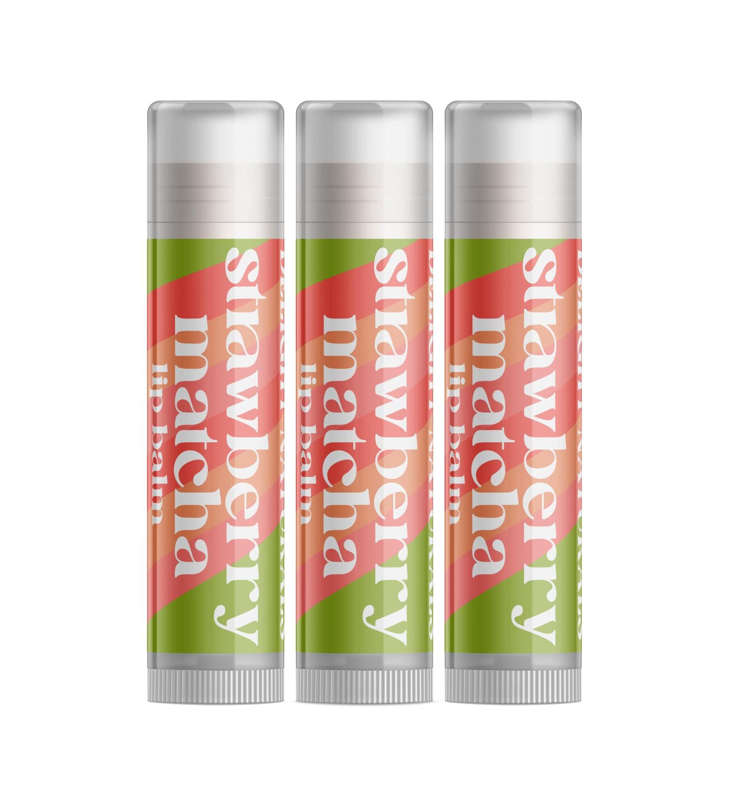 Strawberry Matcha Lip Balm Set of Three | Hydrating & Natural | International Shipping Available - Buy Online on GoSupps.com