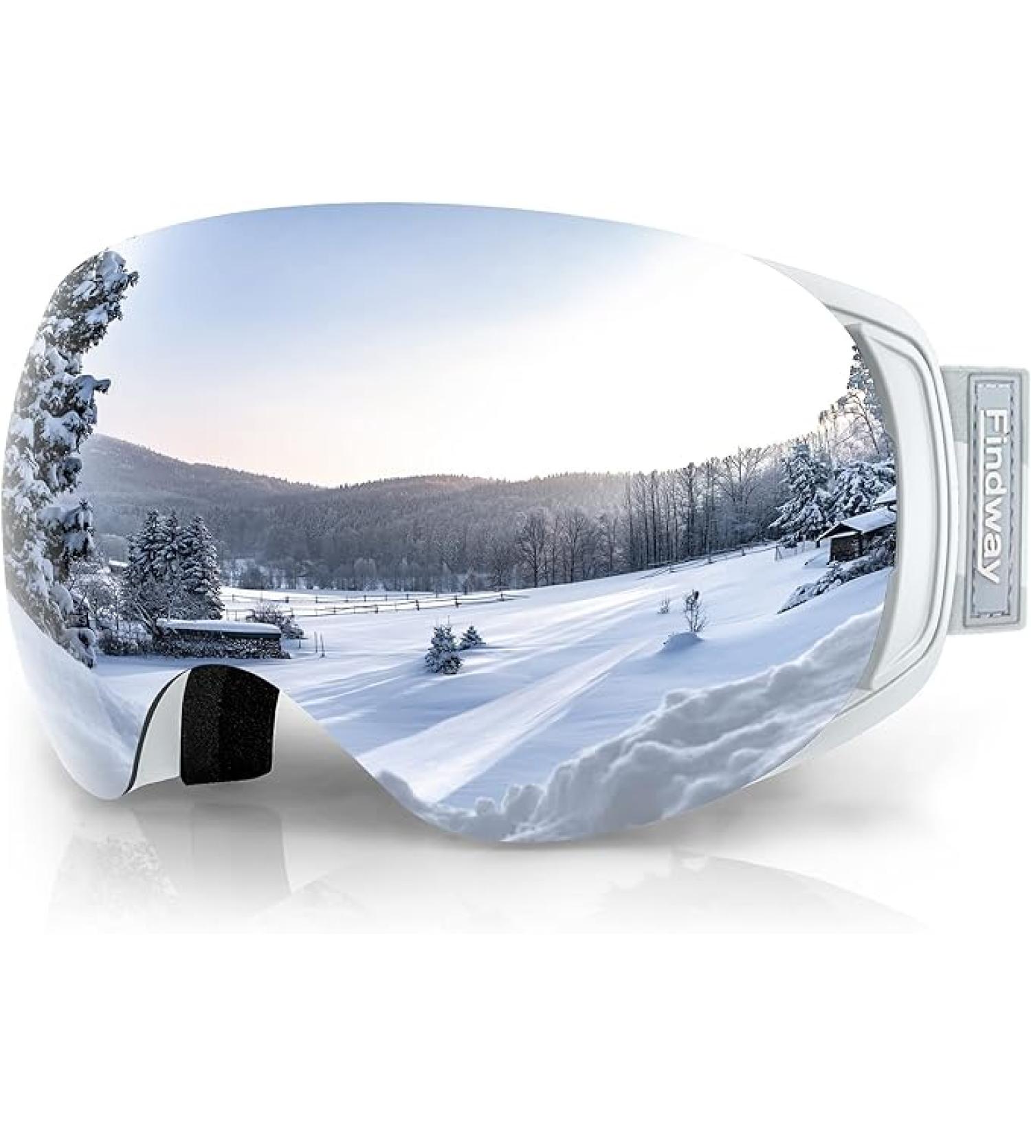 findway Ski Goggles OTG for Women Men Adult Youth - A1-white Frame Silver Lens Vlt 12% - Buy Online on GoSupps.com