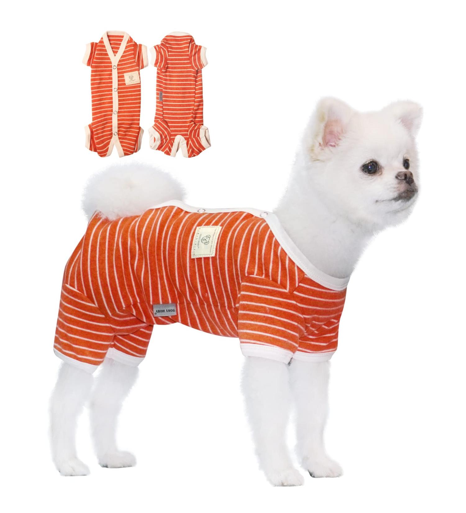 Tony Hoby Striped Dog Shirt - Soft & Breathable 4-Legged T-Shirt for Small to Large Dogs - Girl's Orange Size M - International Shipping Available - Buy Online on GoSupps.com