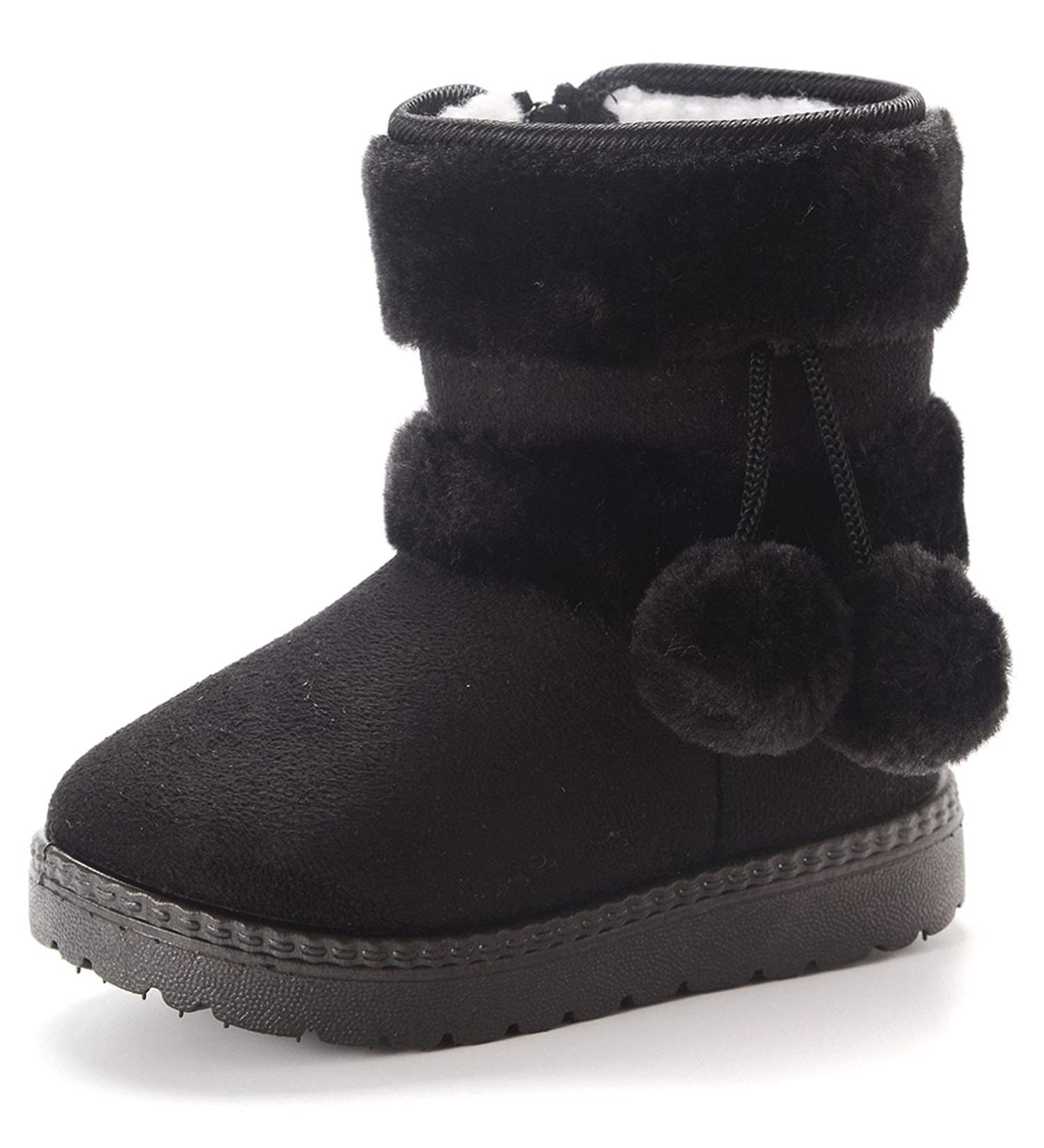 Yeeteepot Baby Girls' Winter Snow Boots - Warm Lined Anti-Slip Booties for Toddlers | Black, Size 11.5 UK Child - Buy Online on GoSupps.com