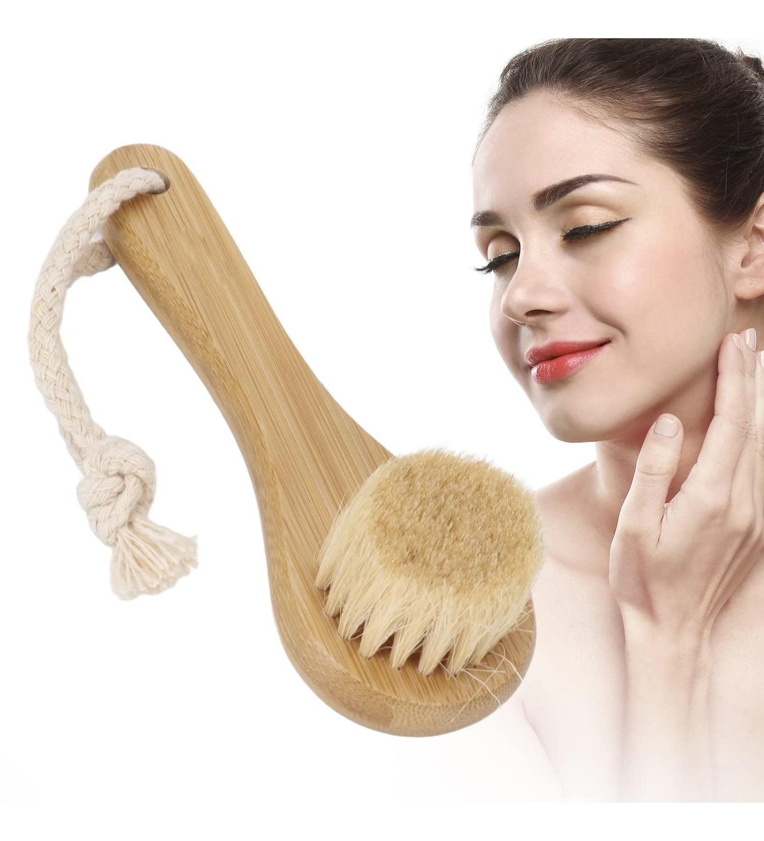 Manual Face Brush Portable Wooden Soft Bristles Cleansing Facial Brush for Facial Body Massage Cleaning Care - Buy Online on GoSupps.com