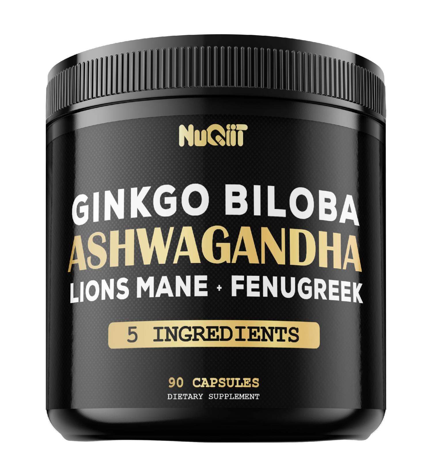 NUQIIT Ashwangdha Capsules 4000mg Fenugreek Seed 2000mg Ginkgo Biloba 2000mg & More - Apple Cider Vinegar Bladderwrack - Support Brain Health Comfortable Mind & Immune System - 90 Vegan Capsules - Buy Online on GoSupps.com