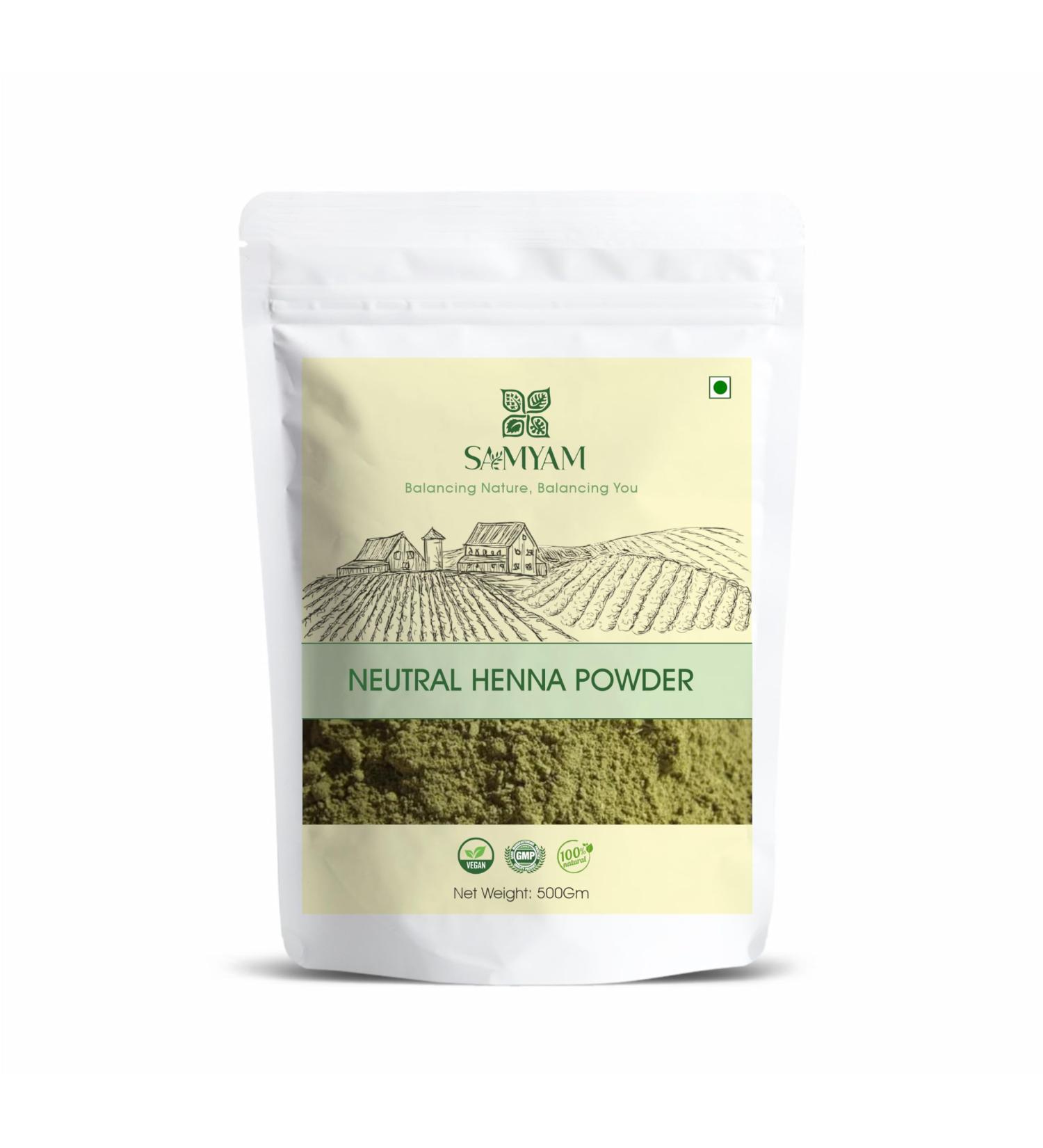 SAMYAM Neutral Henna Powder/COLORLESS Henna/Cassia Henna - 500g Pack | Natural Hair Conditioner PPD and Chemical Free