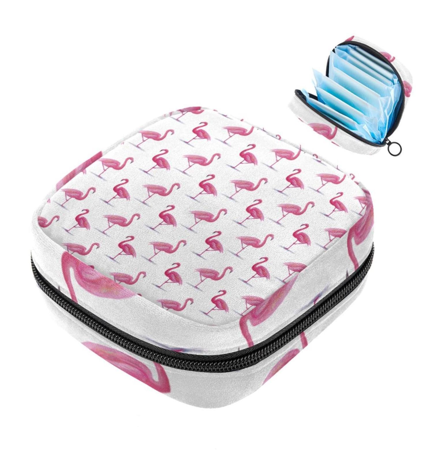 Womens Binding Storage Bags | Pink Flamingo Patterns | Portable Menstrual Insert & Tampon Holder | Multi-Colored | Ideal for School & Office - Buy Online on GoSupps.com