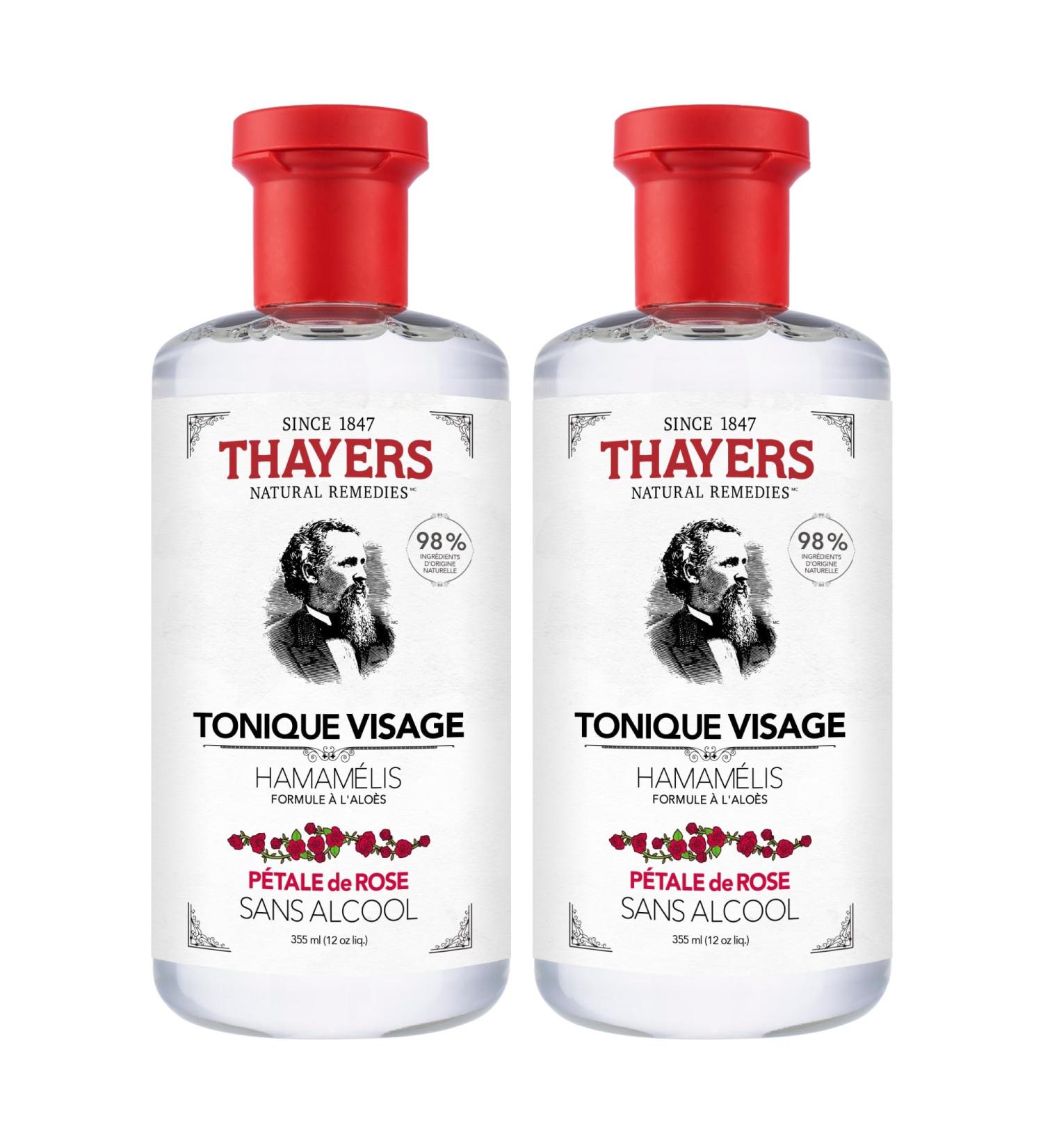 Thayers Alcohol-Free Rose Petal Witch Hazel Facial Toner Soothing and Hydrating for All Skin Types Including Sensitive Alcohol Free VALUE Duo Pack (2 x 355mL) - Buy Online on GoSupps.com