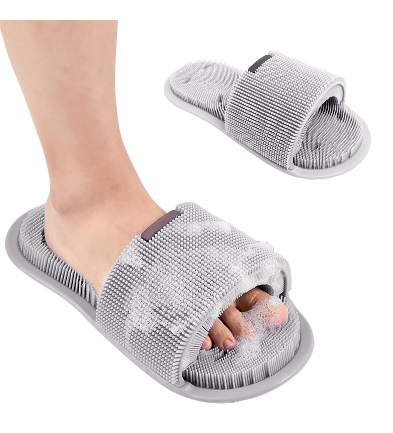 Silicone Shower Foot Scrubber - Non-Slip Personal Foot Massage & Cleaning Tool for Men and Women - 1Pcs Grey - Buy Online on GoSupps.com