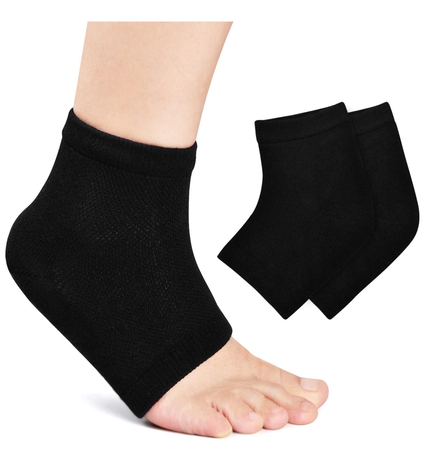 Naapesi Gel Heel Socks - Moisturizing Foot Care Spa Socks for Dry Cracks & Plantar Fasciitis - Open Toe Soft & Ventilated Black - Buy Online on GoSupps.com