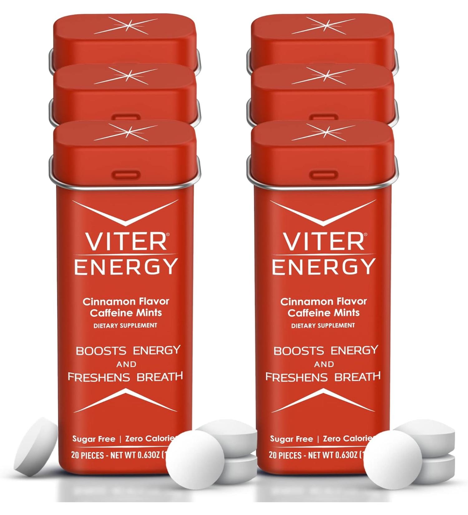 Viter Energy Caffeine Mints 40mg Caffeine Energy Supplement Caffeine Pills 20 Pieces - Cinnamon - Pack Of 6 - Buy Online on GoSupps.com