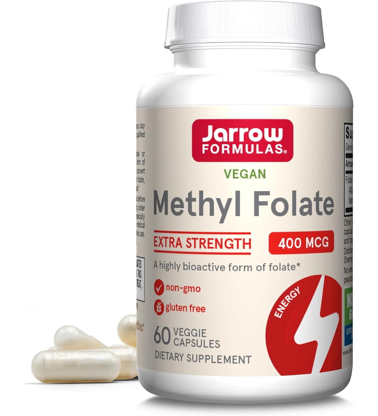 Jarrow Formulas Methyl Folate 400 mcg â€“ 60 Veggie Caps | Enhanced Absorption & Essential Support - Buy Online on GoSupps.com