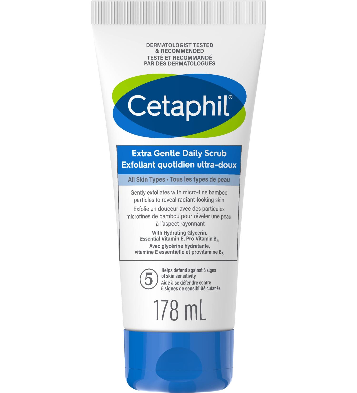 Cetaphil Extra Gentle Daily Scrub With Micro-fine Bamboo Particles and Vitamin e Gently Exfoliates Non-Irritating Paraben-Free For Sensitive Skin 178ml 178 ml (Pack of 1) Extra Gentle Daily Scrub - Buy Online on GoSupps.com