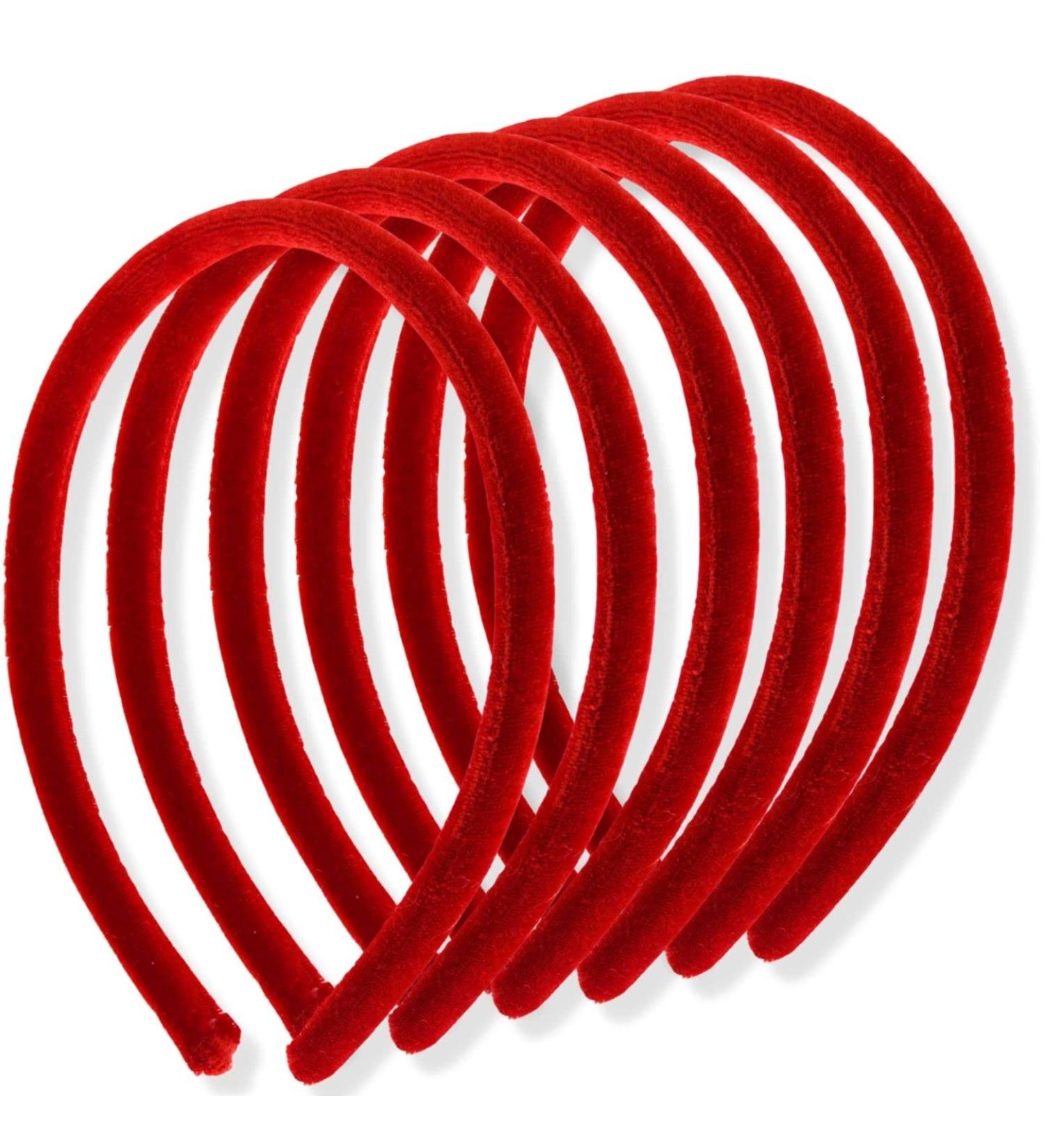 Topkids Accessories 6pc 1cm/0.4" Thin Velvet Hair Bands Head bands Alice Bands Adult Women Hair Accessories for Girls Headbands for Women's Hair Hair Bands for Girls (Red) - Buy Online on GoSupps.com