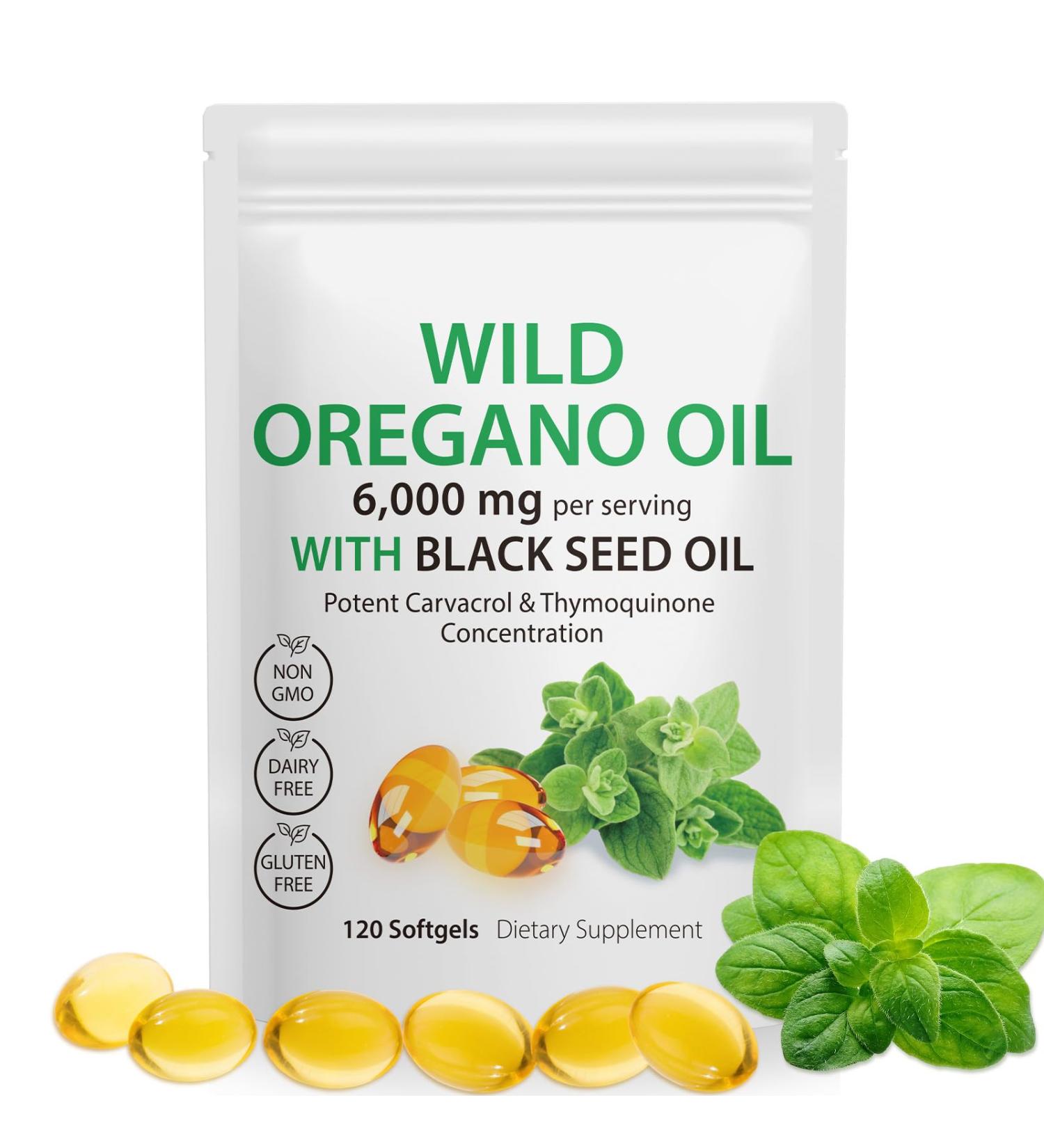 APCKFLEE Oil of Oregano Softgels 6000mg 120 Count Oregano Oil Supplement Capsules High Carvacrol 2 in 1 Oil of Oregano with Black Seed Oil Non-GMO Gluten Free - Buy Online on GoSupps.com