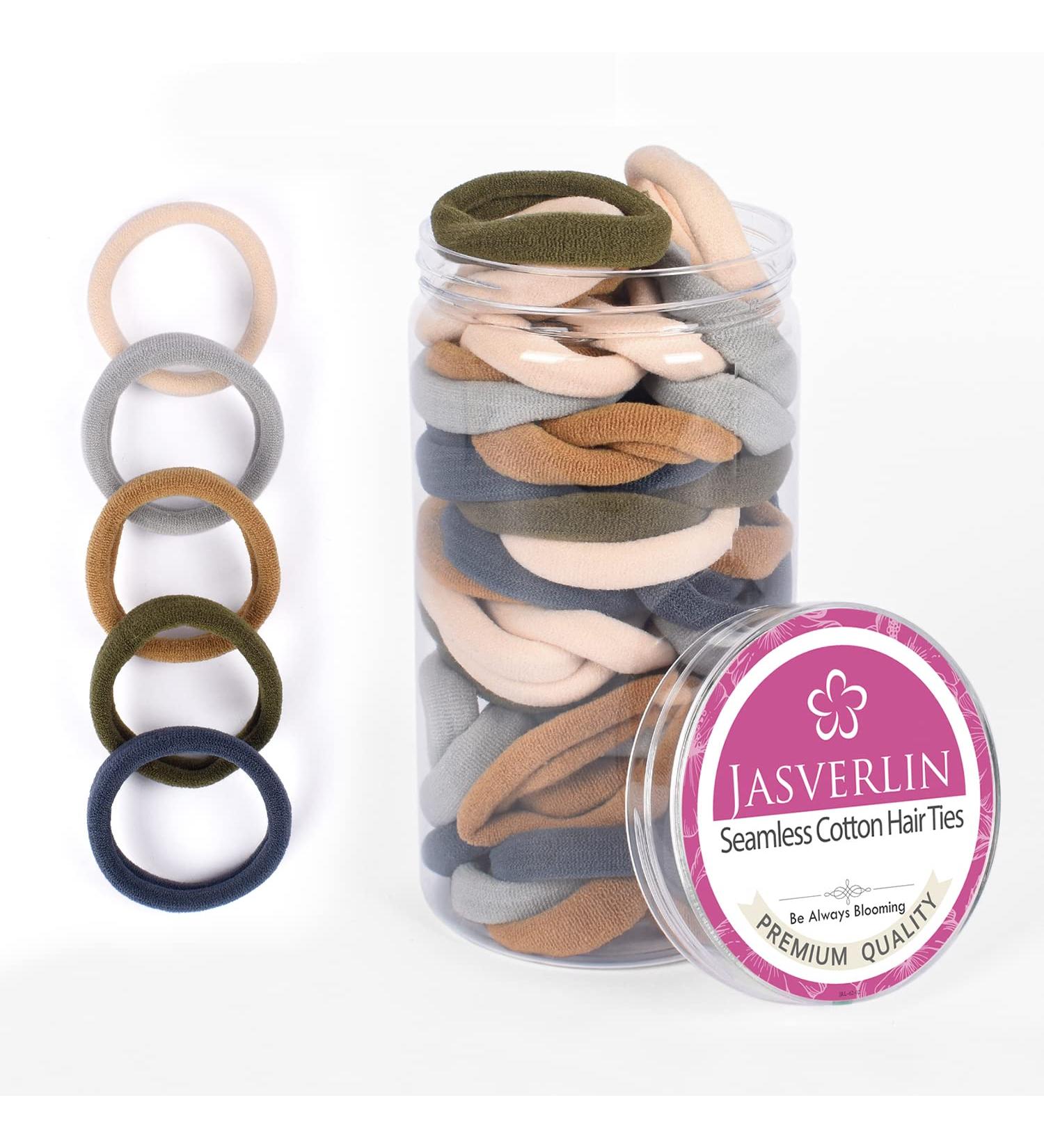 100 Pcs Large Cotton Hair Ties for Thick Curly Hair - Gentle Hold Seamless Scrunchies 1.5inch JASVERLIN (Oceanic Siren) - Buy Online on GoSupps.com