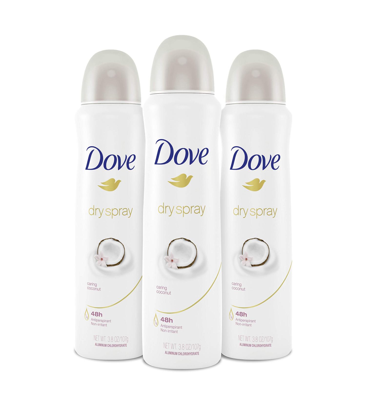 Dove Antiperspirant Deodorant Dry Spray - 48-Hour Coconut Protection, 3-Pack - Moisturizing & Alcohol-Free - Buy Online on GoSupps.com
