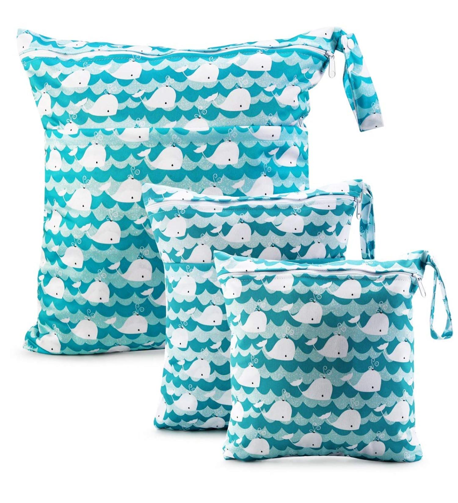 Ceekii Wet Dry Diaper Bags - 3 Pack Reusable Waterproof Travel Pockets for Baby - Perfect for Beach Pool & Gym - Blue - Buy Online on GoSupps.com