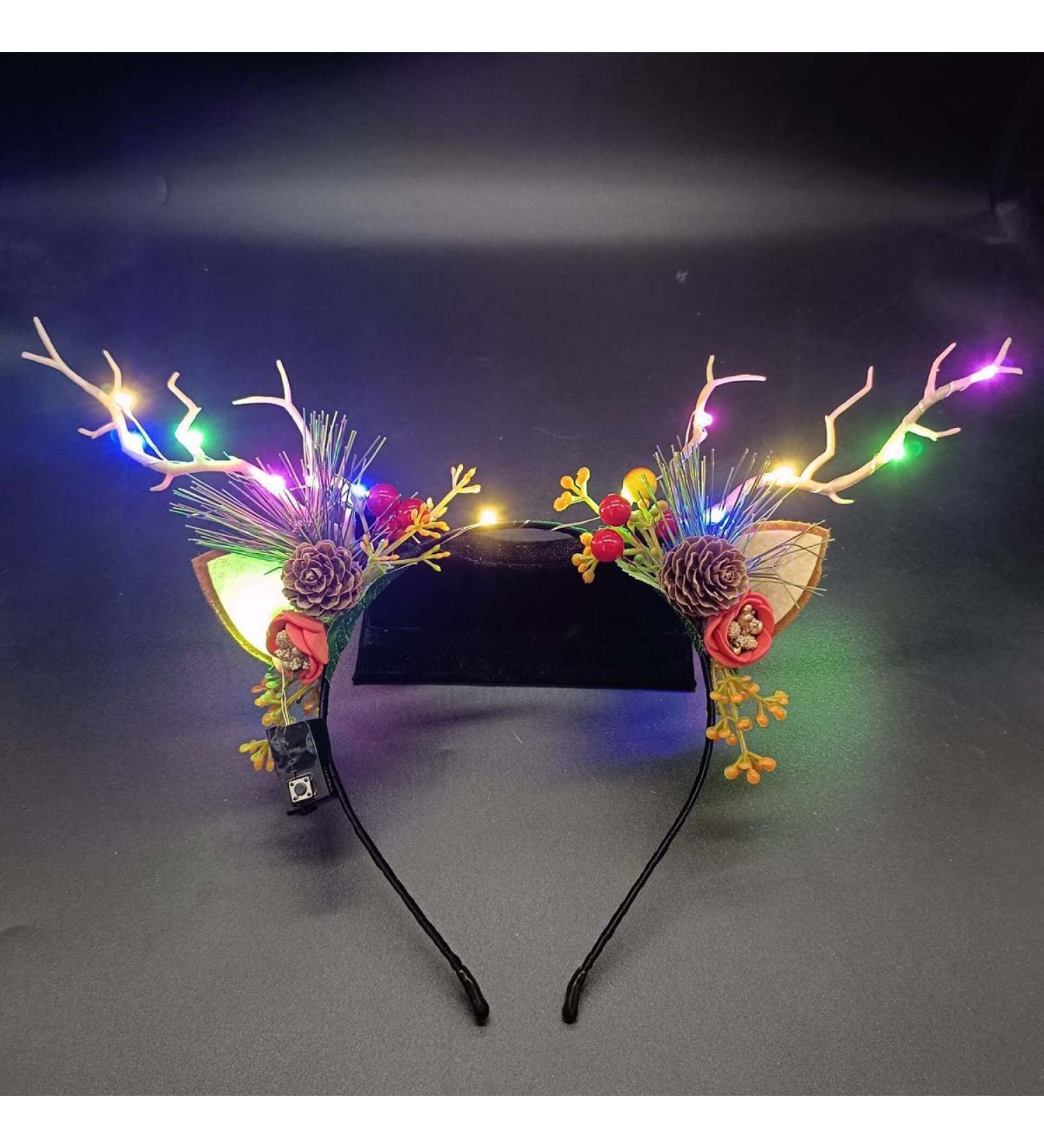 Wedity LED Glowing Tiara Reindeer Antlers Hair Accessories Christmas Party Feather Hair Hoop Headwear Hair Accessories for Women Girls (A) - Buy Online on GoSupps.com