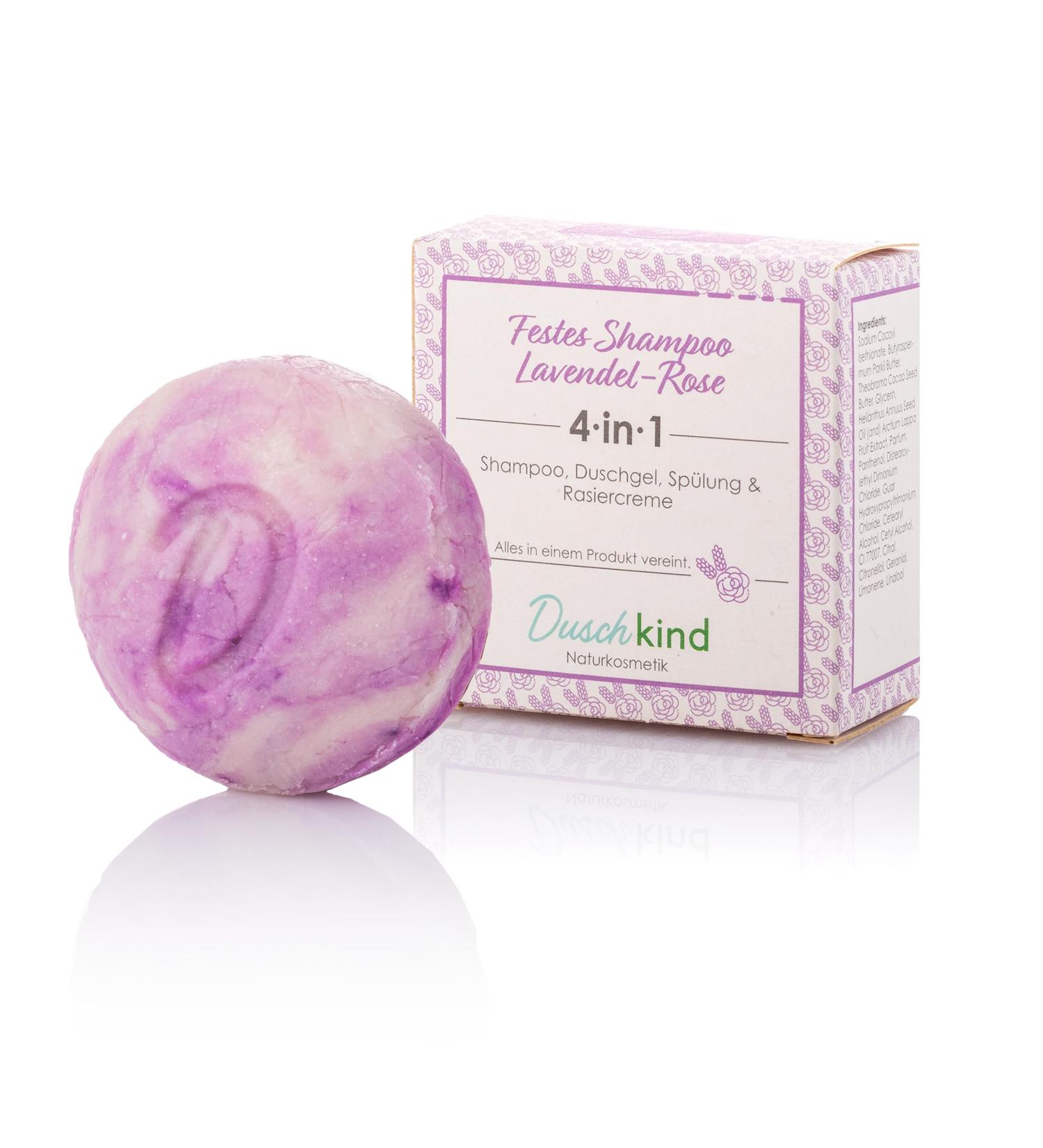  Duschkind 2 x Solid Shampoo Natural Shower Gel Lavender Rose and Lemongrass Hand Made Suitable for All Hair Types Vegan 4 in 1 Sisal Bag - Buy Online on GoSupps.com