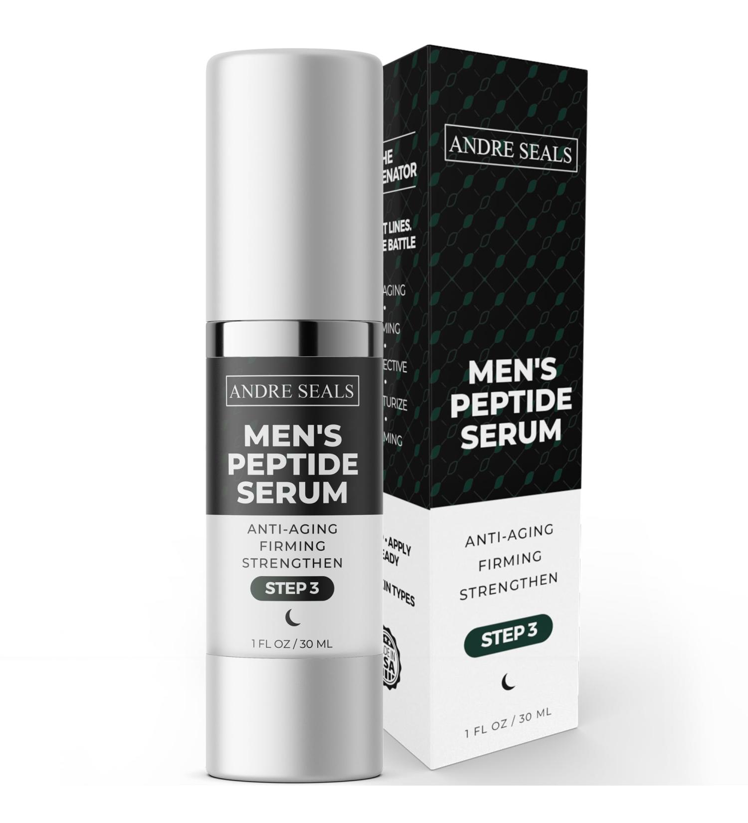 Men's Advanced Peptide Face Serum | Anti-Aging & Wrinkle Reduction | Hyaluronic Acid Green Tea Coconut Jojoba Oil Vitamin E | 1 oz Men's Skincare - Buy Online on GoSupps.com
