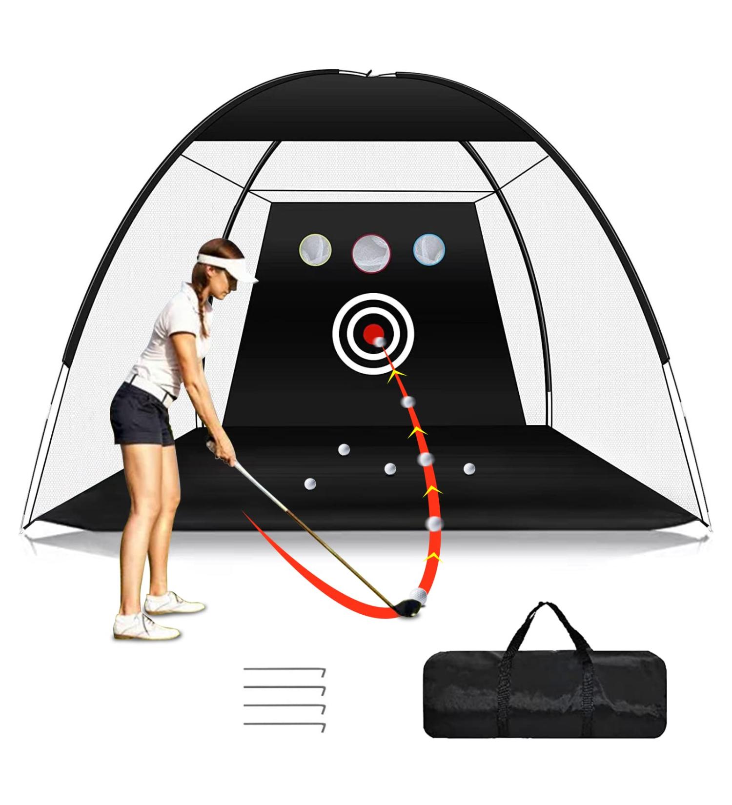 10x7ft Heavy Duty Golf Practice Net with Target and Carry Bag - Ideal for Backyard & Indoor Training - Men Kids Golf Swing Training Aid - Buy Online on GoSupps.com