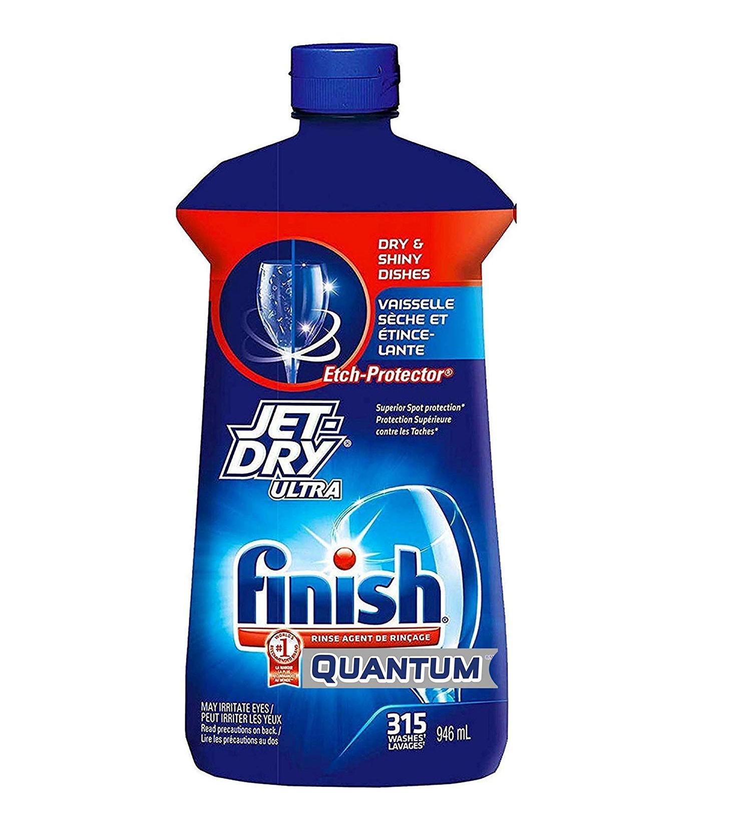 Finish Jet Dry Ultra Rinse Aid | Dishwasher Rinsing and Drying Agent - with Etch Protector - Prevents Spotting and Clouding - Large 32 Ounce Bottle - for 315 Washes