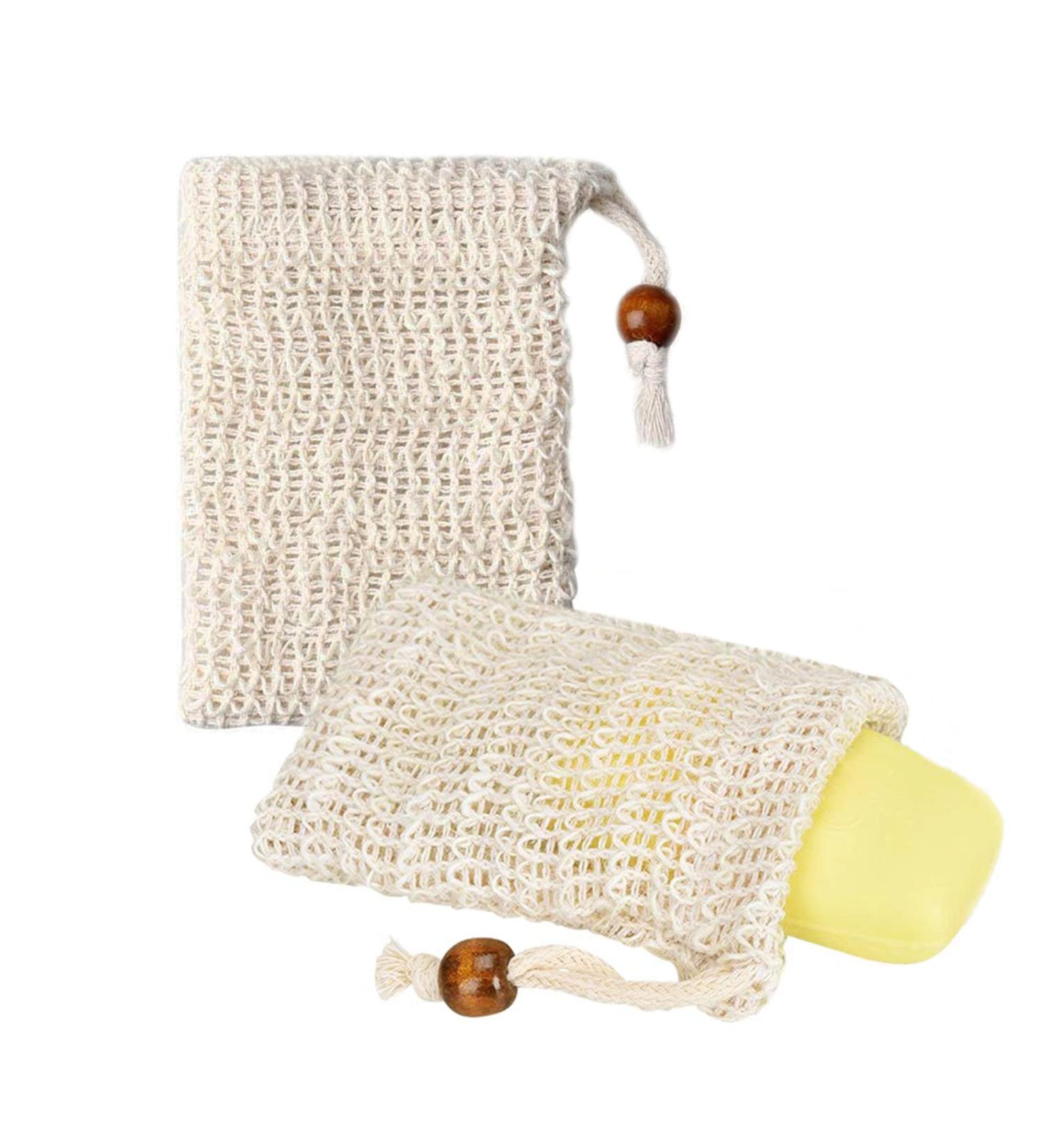2 Pack Sisal Soap Bags - Exfoliating & Foaming Soap Pouches for Bathroom Massage | 9x14 cm - Buy Online on GoSupps.com