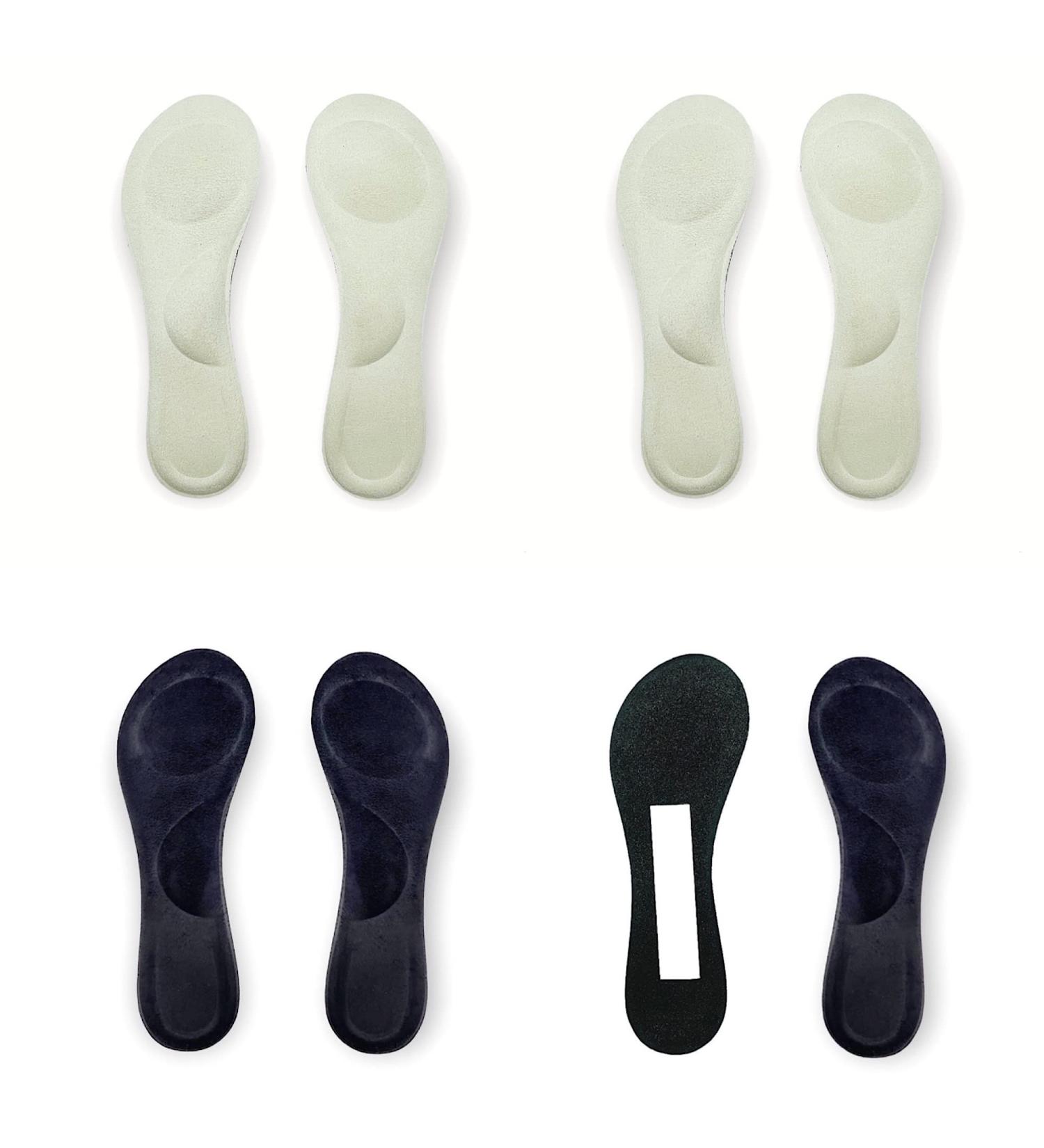 CB 4 Pairs Suede Sponge Invisible Slim Insoles for Women's Shoes - Ball of Foot Pain Relief, Arch Support - 3/4 Length - Black & Off-White Set - Buy Online on GoSupps.com