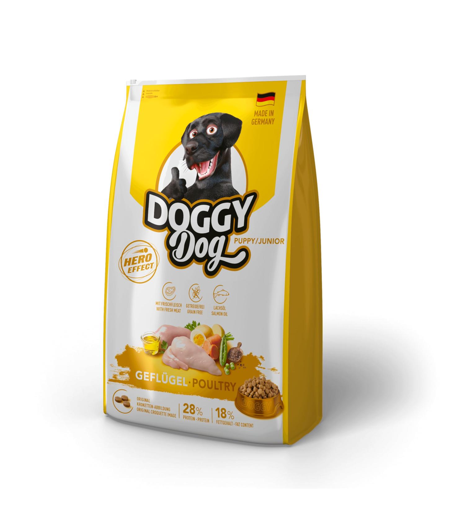 Doggy Dog High Meat Dry Food for Young Dogs Grain Free with Salmon Oil 10 kg Made in Germany - Buy Online on GoSupps.com