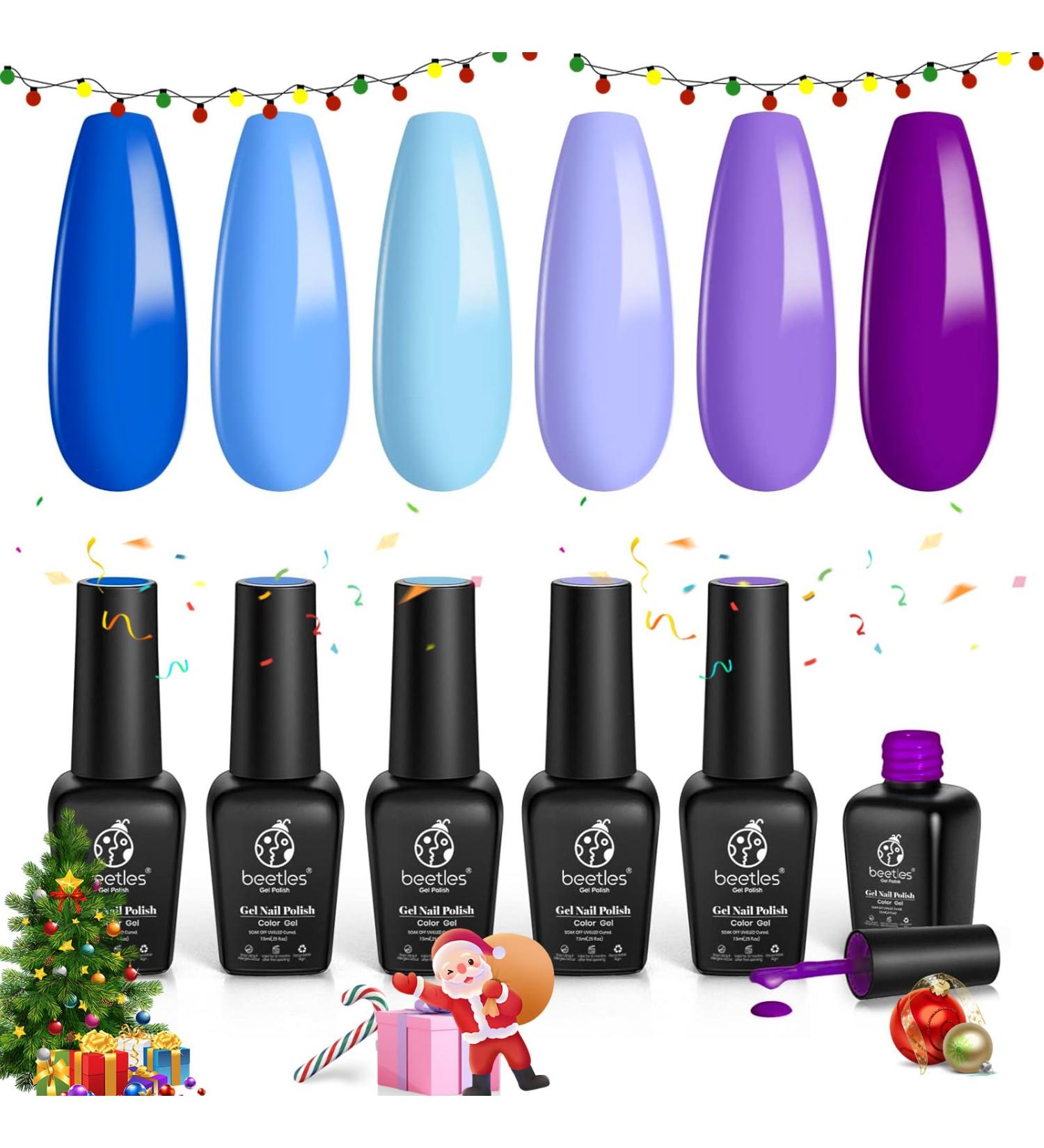 Beetles Blue Purple Gel Nail Polish Set - 6 Pcs Aquamarine Mermaid Gel Polish | Soak Off UV LED, Base & Top Coat | Salon Quality Starter Kit | Mother's Day Gifts - Buy Online on GoSupps.com