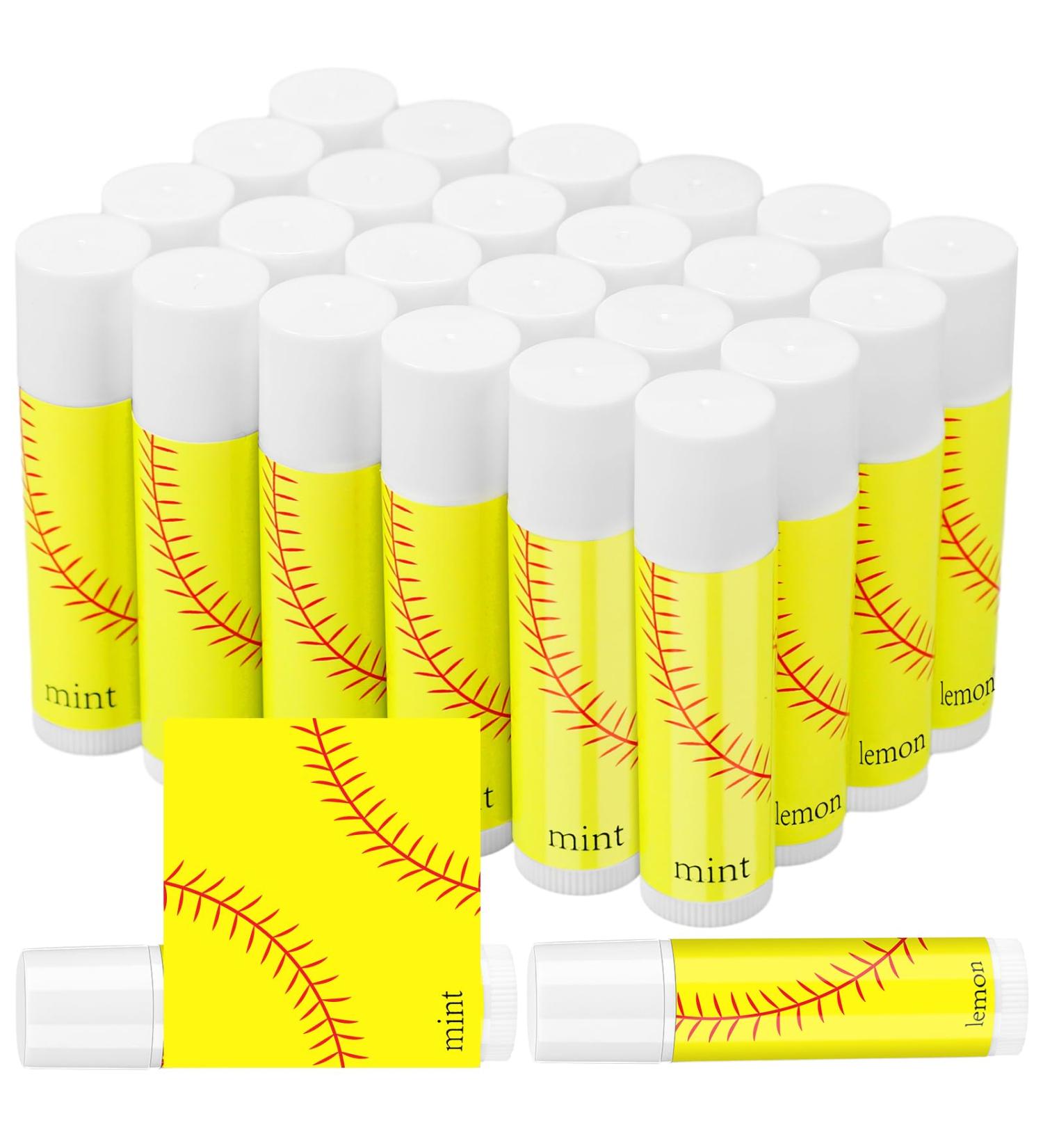 Suttmin 24 Pcs Softball Lip Balm for Softball Theme Party Bulk Gifts Beeswax Moisturizing Lip Balm Vanilla Flavor Plumping for Team Men Women Sports Lovers - Buy Online on GoSupps.com