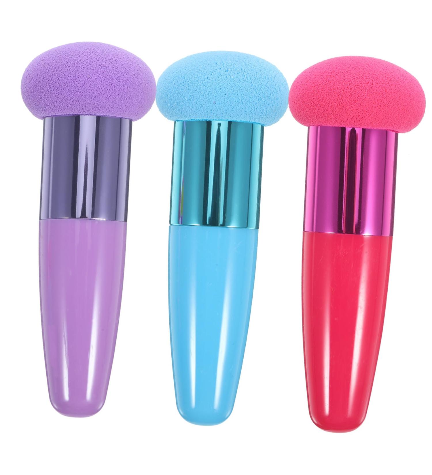 Mushroom Facial Foundation Sponges | 3pc Travel Set | Powder Puff & Brushes for Flawless Makeup Application - Buy Online on GoSupps.com
