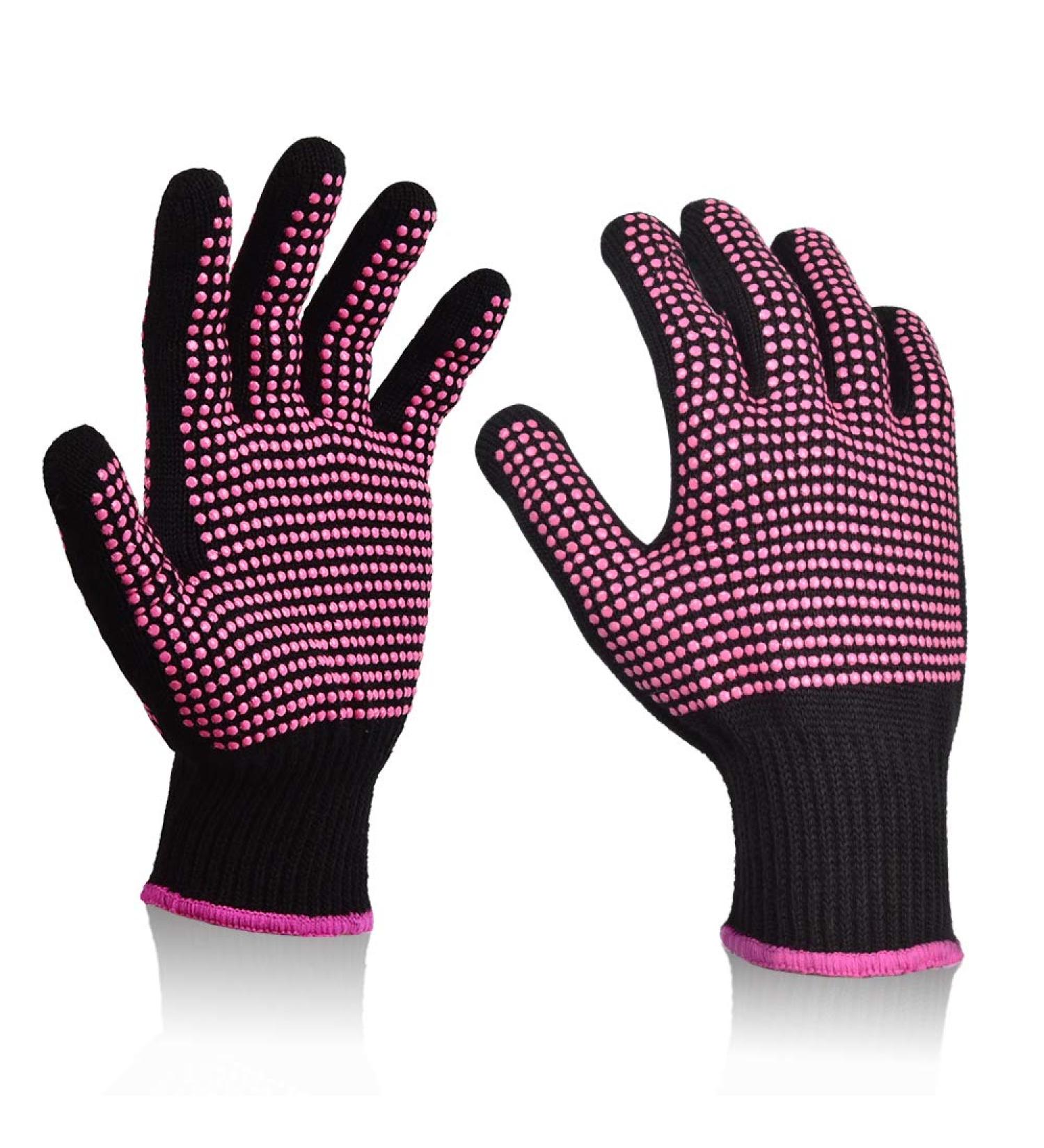 Professional Heat Resistant Gloves with Silicone Bumps - Sopito 2Pcs Heat Proof Mitts for Hair Styling Curling Iron (Pink) - Buy Online on GoSupps.com