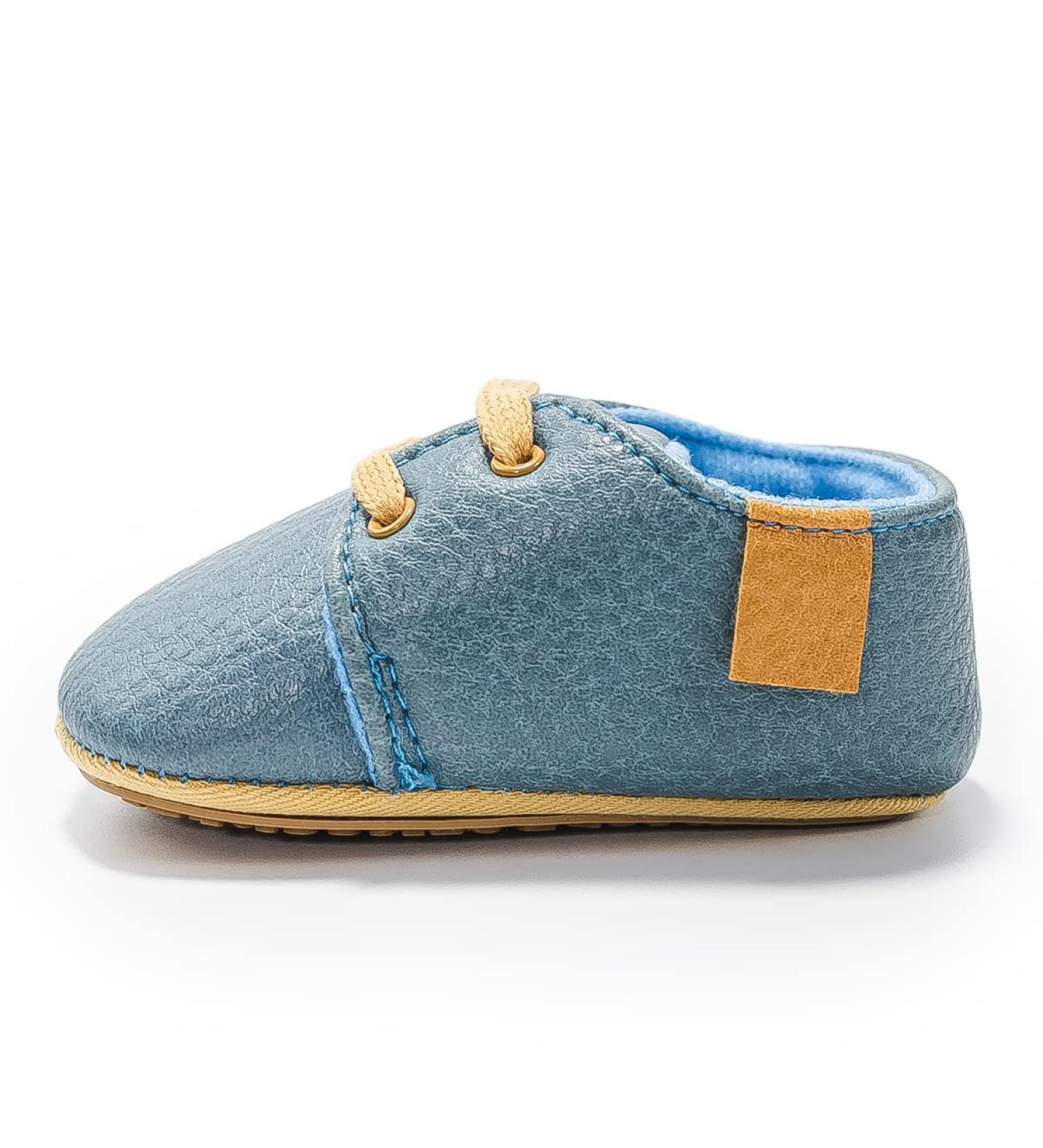 Baby Boys Girls Anti-Slip First Walking Shoes 12-18 Months Blue - PU Leather Oxford Loafer Flats - Buy Online on GoSupps.com