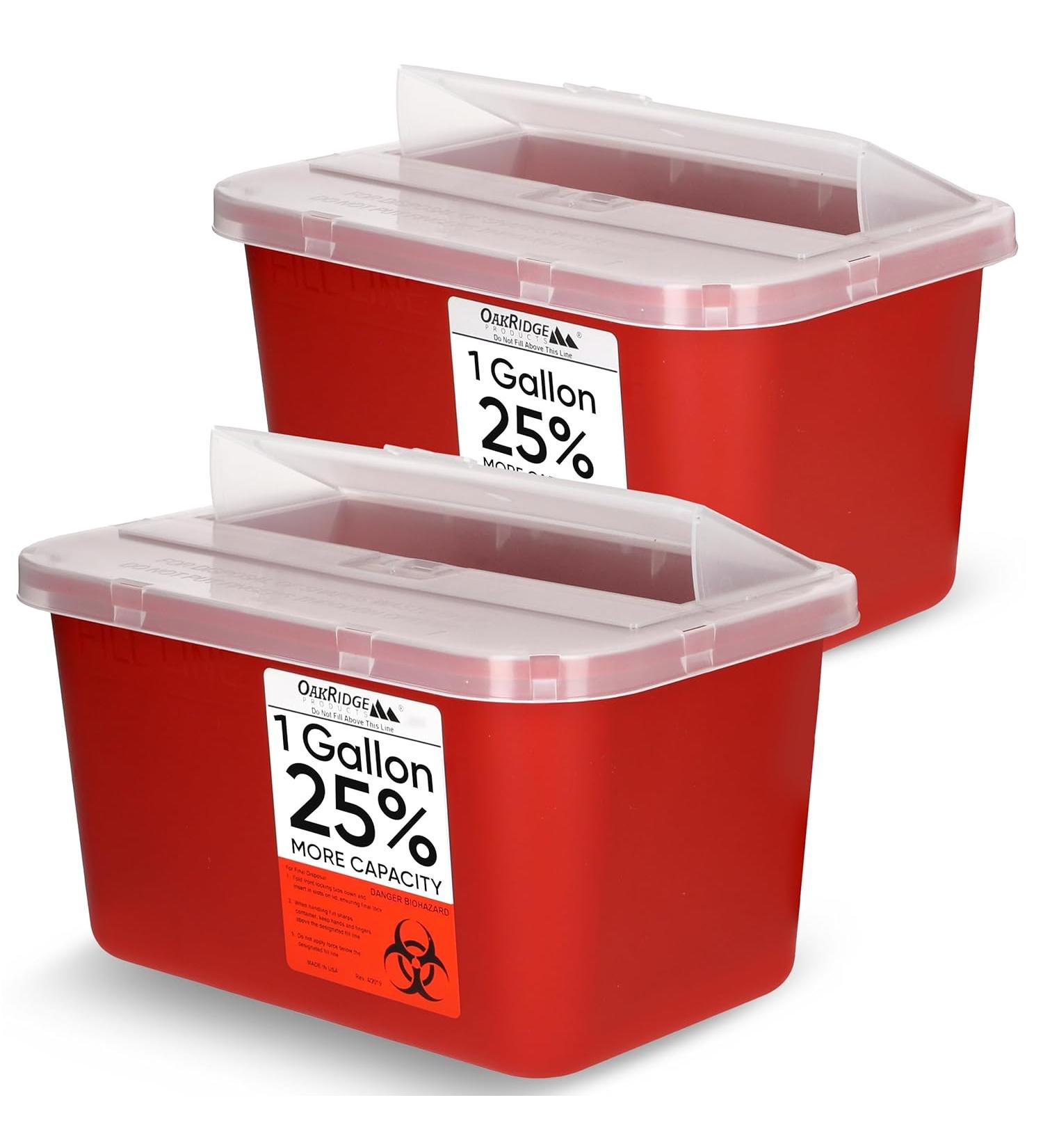Oakridge Products One Gallon Sharps Containers with Pop Up Lid - 2 Pack - Buy Online on GoSupps.com