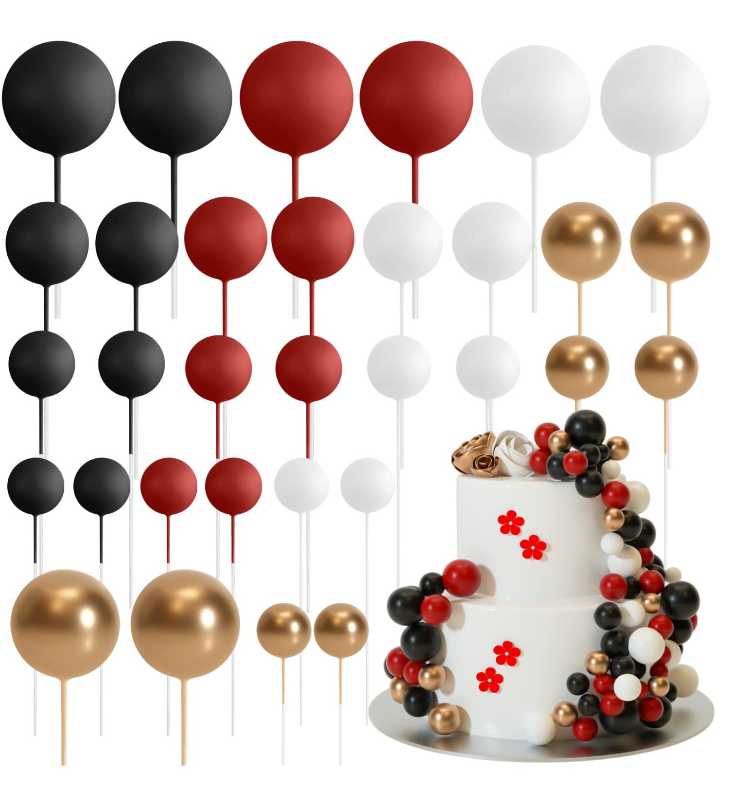 Astaron 32-Piece Tortendeko Balls Cake Topper Set | Mini Balloons for Wedding Baby & Birthday Parties (Red & Black) - International Shipping Available - Buy Online on GoSupps.com