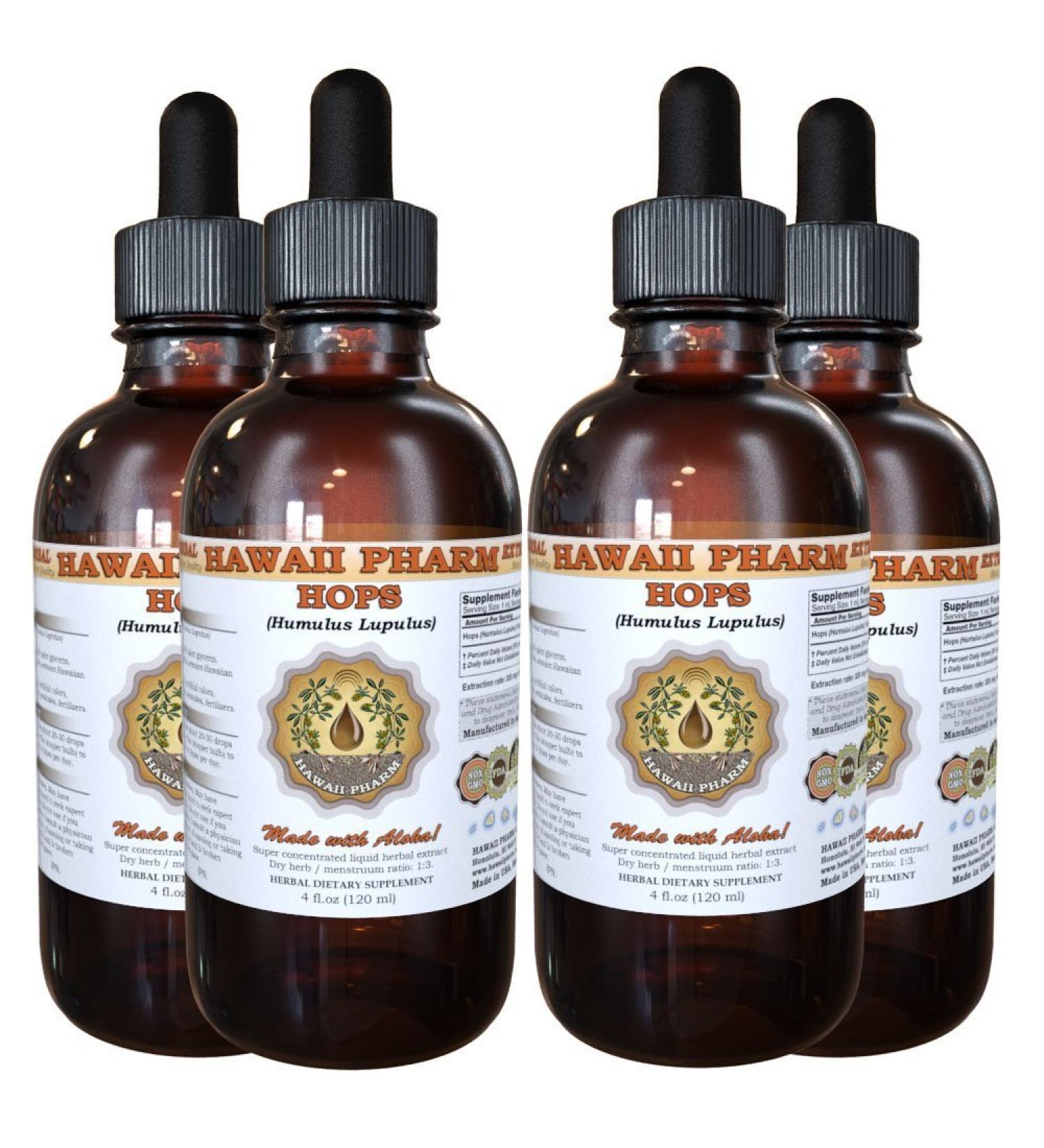 Hops Liquid Extract Organic Hops (Humulus Lupulus) Tincture Supplement 4x4 oz 4 Fl Oz (Pack of 4) - Buy Online on GoSupps.com